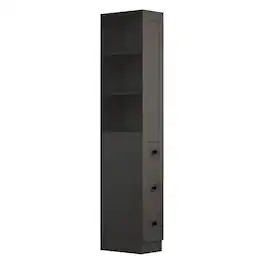 Yardgrace - Tall Narrow Anti-Tipping Storage Cabinet 2 Adjustable Shelves 3-Level Drawers Small Space Home Bathroom Kitchen Laundry - Black