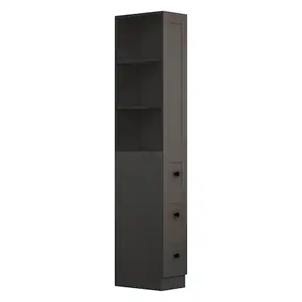 Front. Yardgrace - Tall Narrow Anti-Tipping Storage Cabinet 2 Adjustable Shelves 3-Level Drawers Small Space Home Bathroom Kitchen Laundry - Black.
