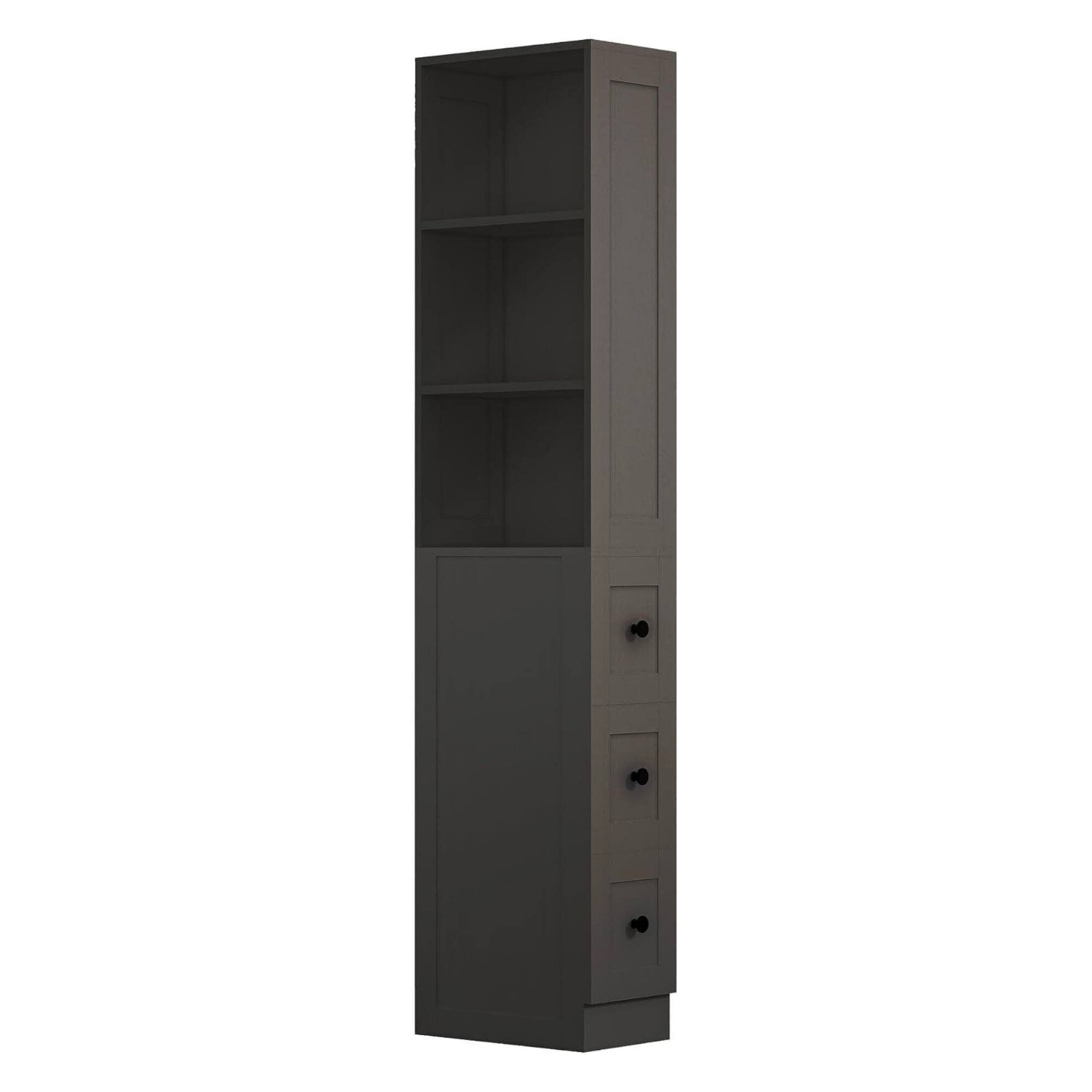 Front. Yardgrace - Tall Narrow Anti-Tipping Storage Cabinet 2 Adjustable Shelves 3-Level Drawers Small Space Home Bathroom Kitchen Laundry - Black.