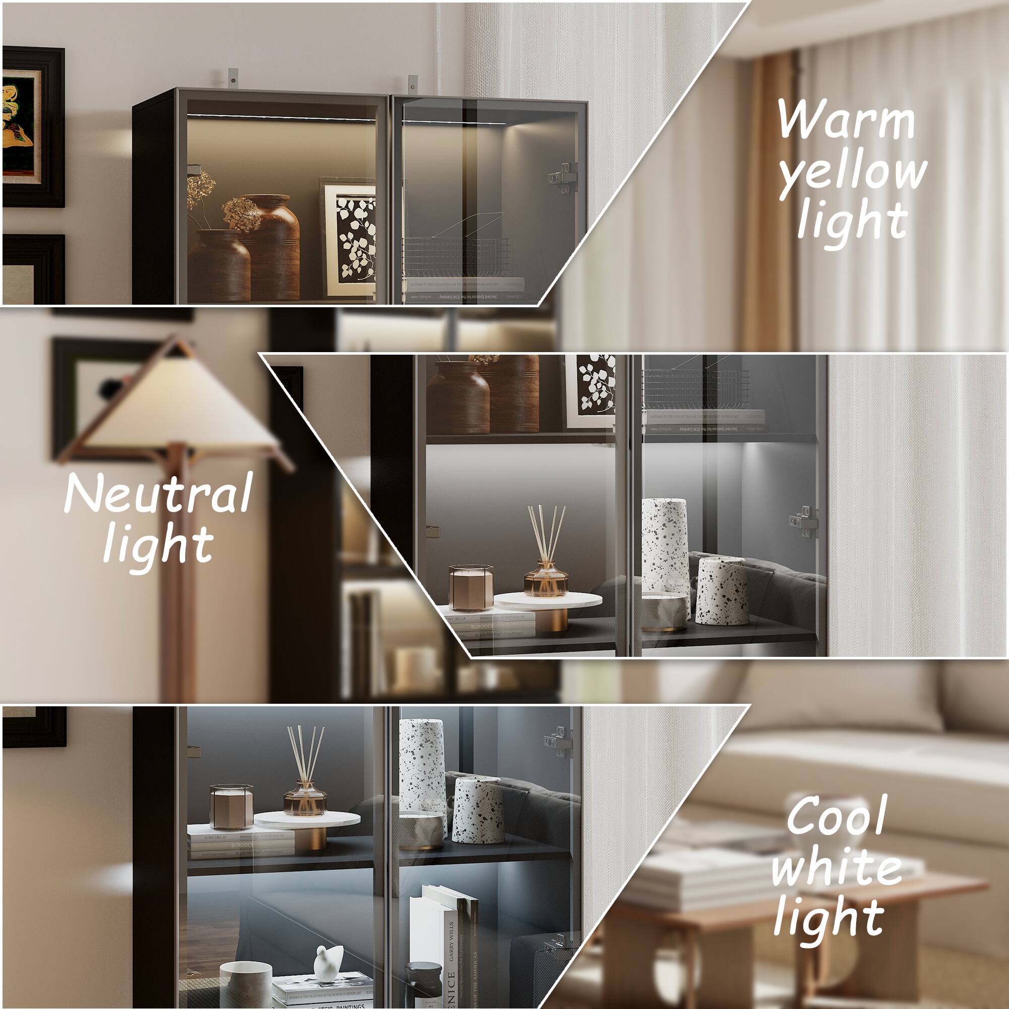 Warm yellow light  
Neutral light  
Cool white light