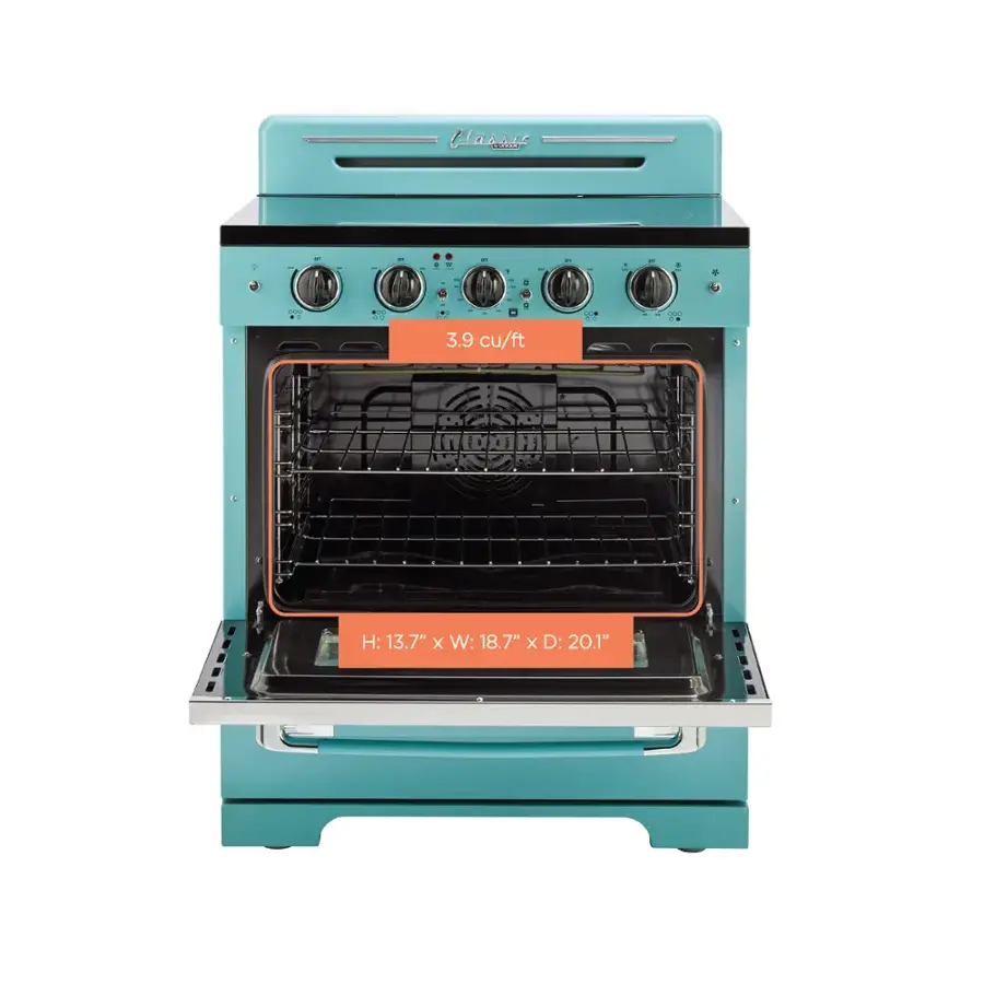 Classic 3.9 cu/ft oven with dimensions of 13.7" x 18.7" x 20.1".