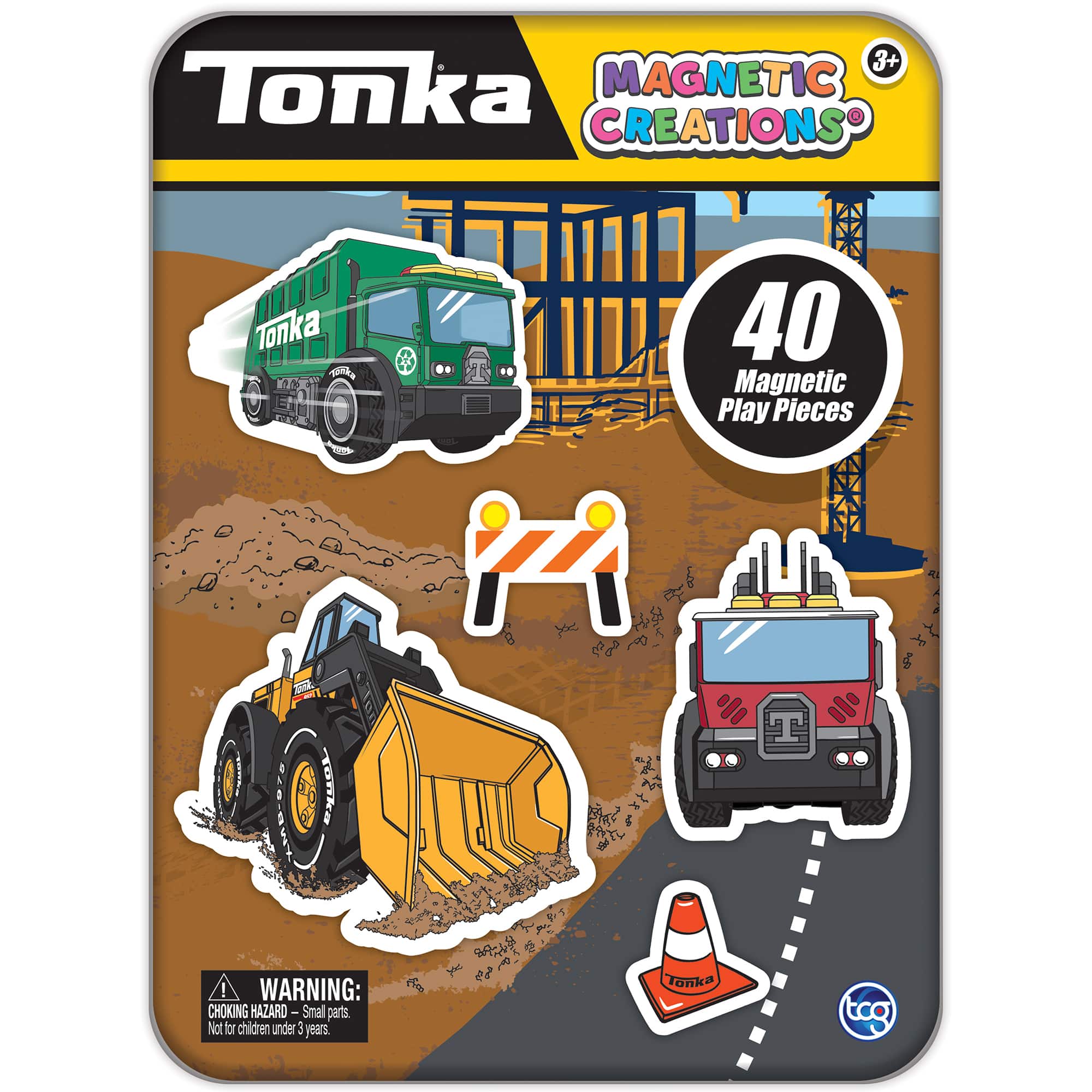 Tonka Magnetic Creations 40 Magnetic Play Pieces Warning: Choking Hazard - Small parts. Not for children under 3 years.