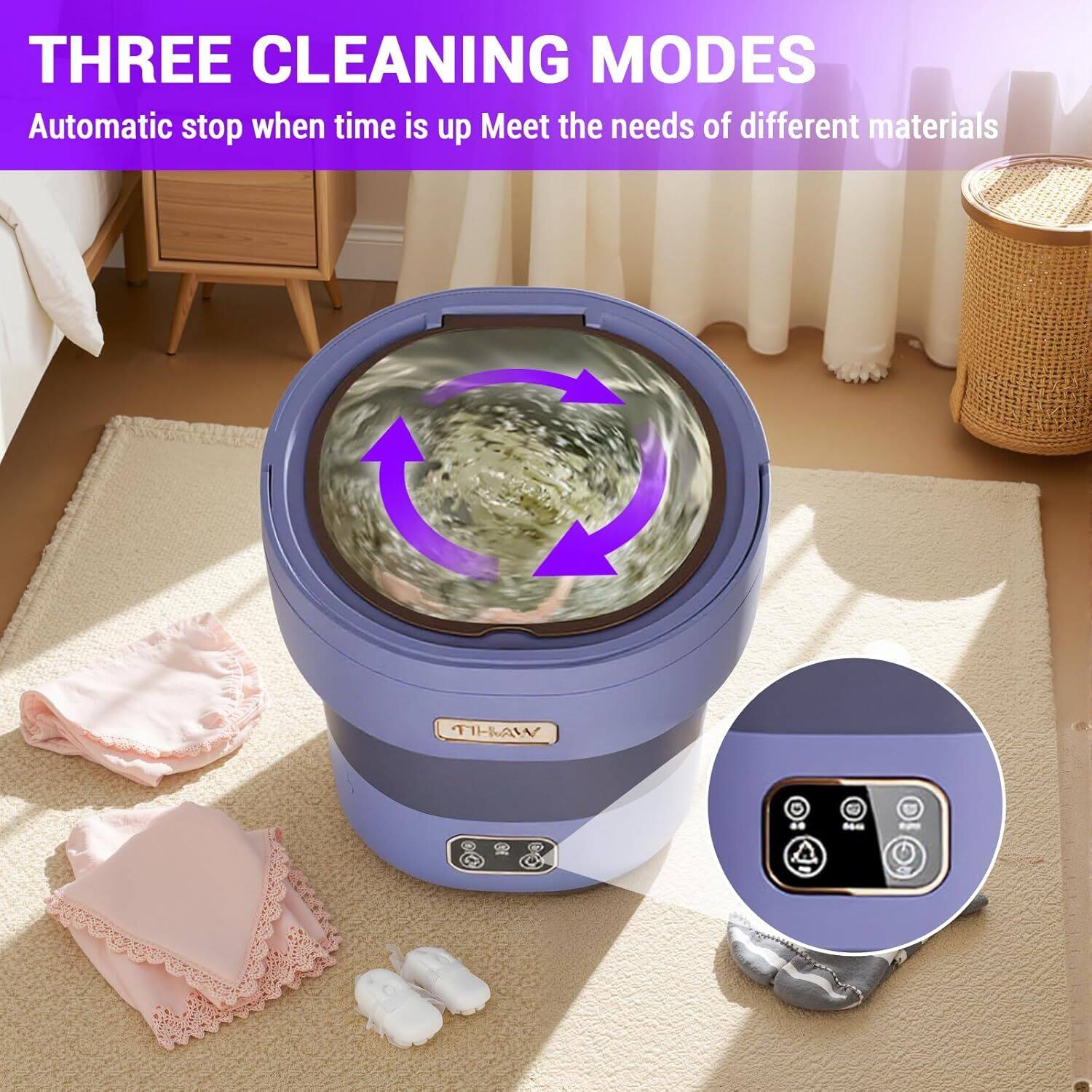 Left. Acekool - 12L Mini Portable Washing Machine and Dryer for RV Travel Hotel Laundry, Purple - Purple.