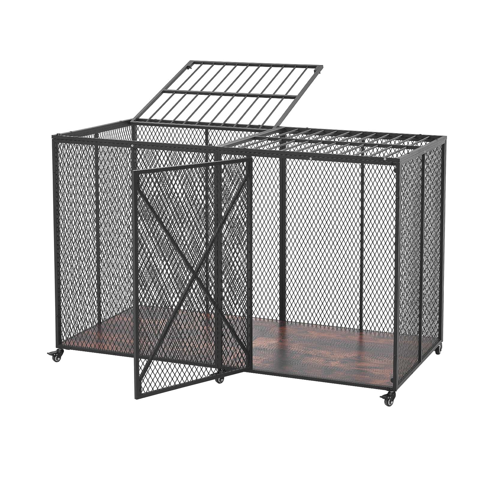Alt View 5. VEVOR - 64 Inch Heavy Duty Dog Crate, Max Load Capacity 300 lbs, Indestructible Escape-Proof Dog Kennel Indoor - Black.