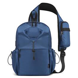 Unique Bargains - Sling Bag Crossbody Backpack for Men Women with Waterproof USB & USB-C Port Bottle Holder Daypack for Travel & Commute - Blue