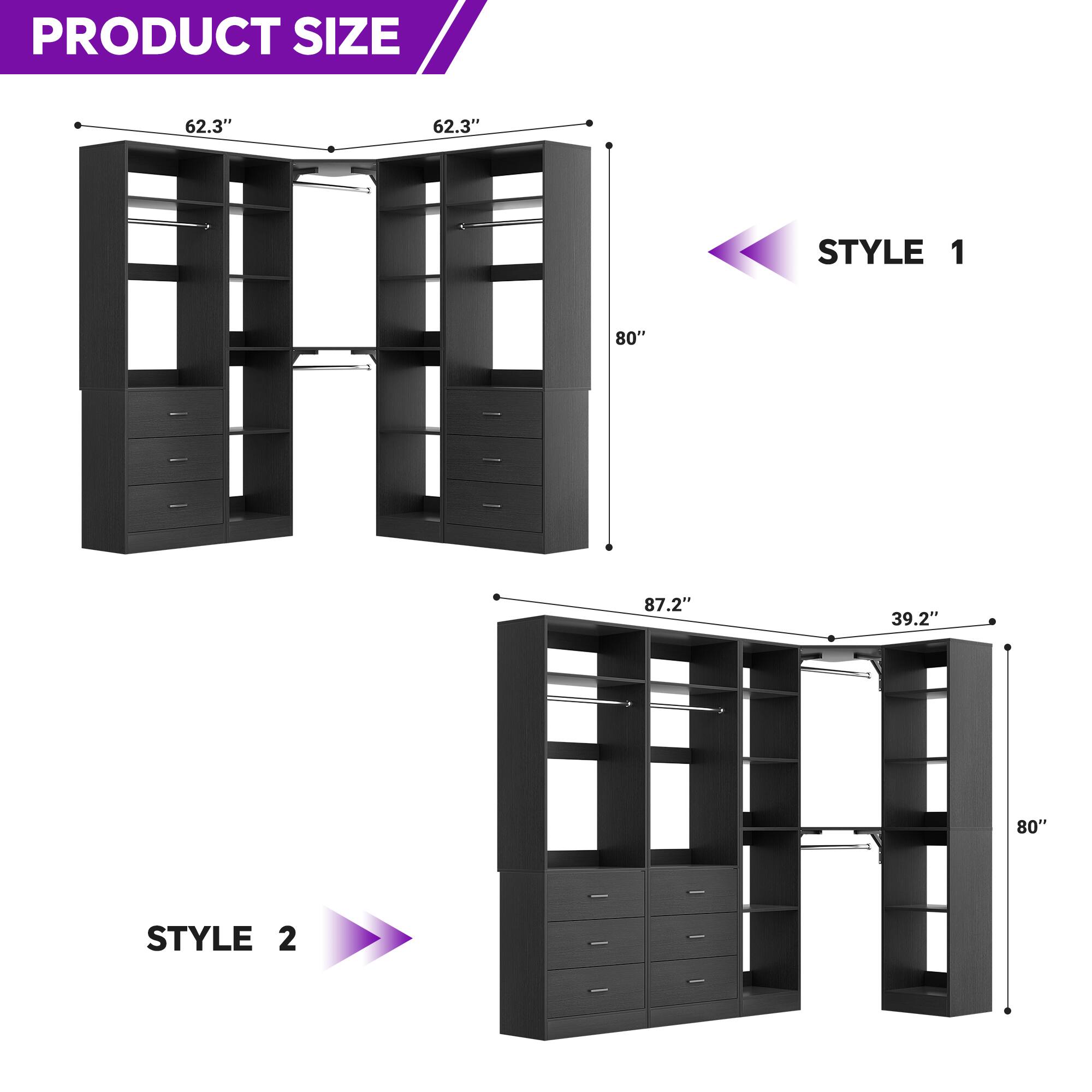 PRODUCT SIZE  
62.3" x 62.3"  
STYLE 1  
80" x 87.2" x 39.2"  
STYLE 2