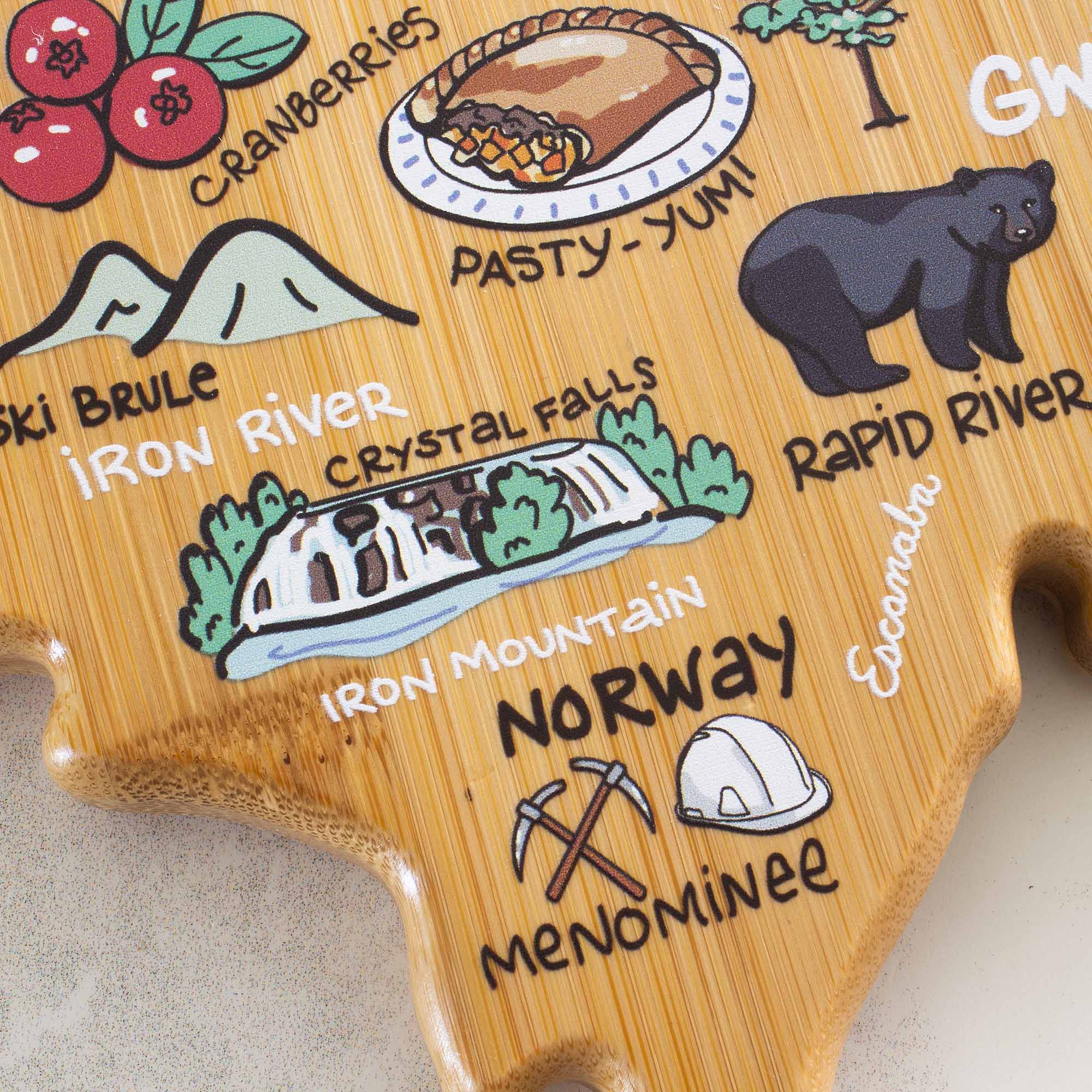 CRANBERRIES  
PASTY - YUM!  
SKI BRULE  
IRON RIVER  
CRYSTAL FALLS  
IRON MOUNTAIN  
RAPID RIVER  
NORWAY  
MENOMINEE  
GW