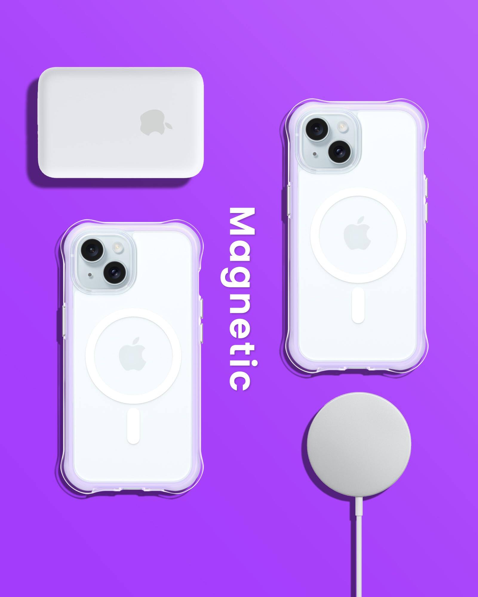 Alt View 6. Ornarto - ORNARTO Air Case for iPhone 15 Clear, Compatible with MagSafe, Military-Grade Drop Protection Case - Purple - Purple.