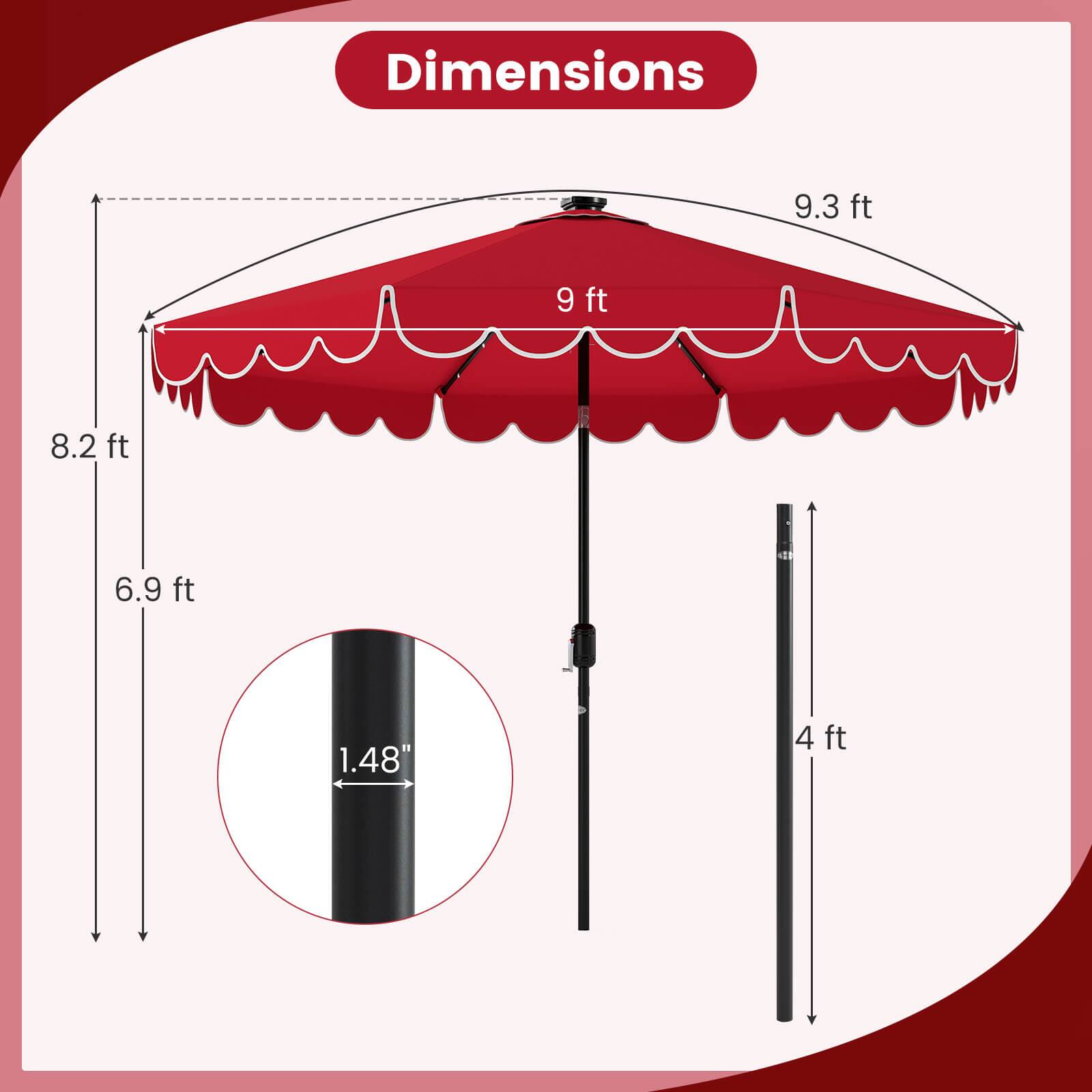 Dimensions: 9.3 ft 9 ft 8.2 ft 6.9 ft 1.48" 4ft 4
