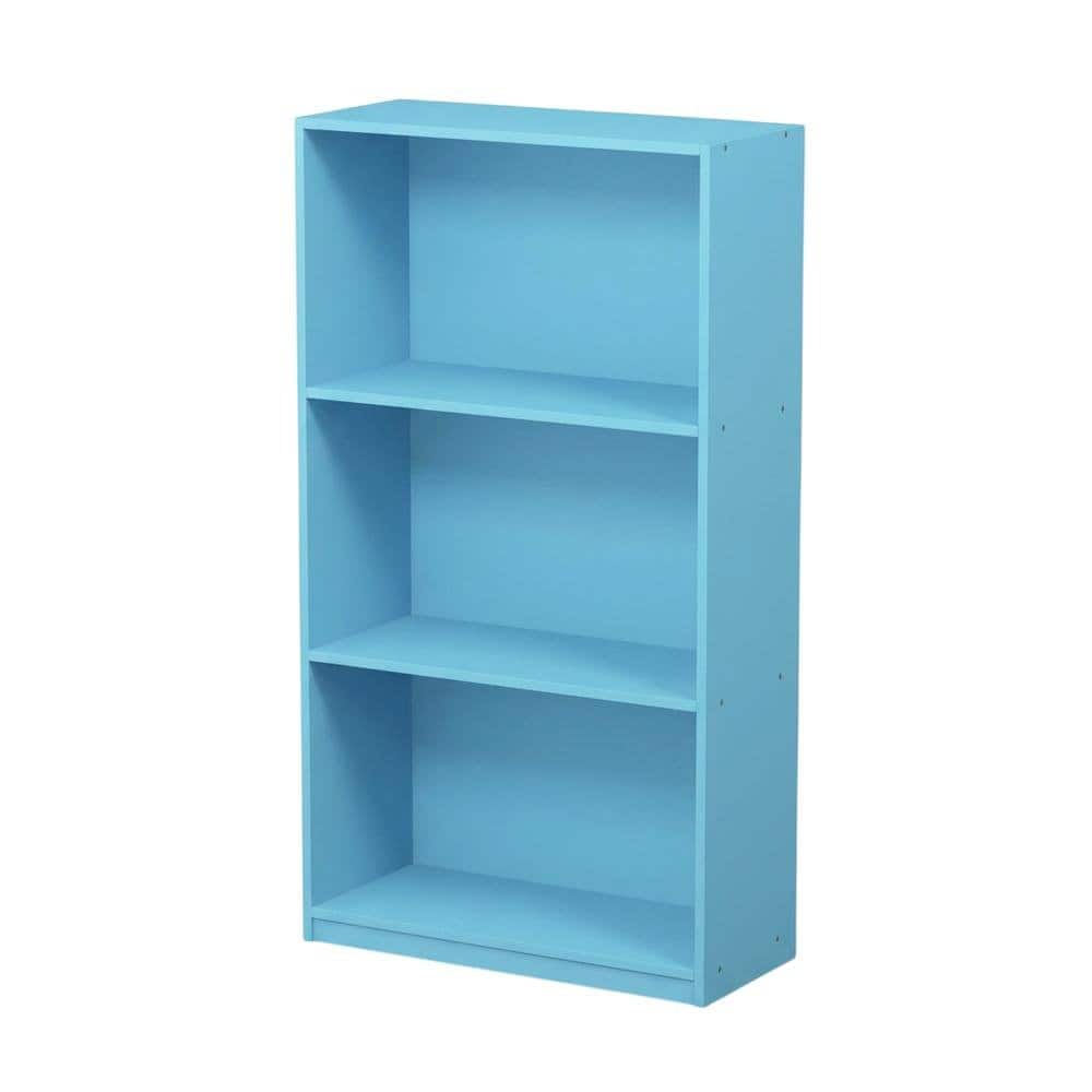 FurniFact - 3-Tier Bookcase with Wooden Shelves for Organized Storage - Light Blue