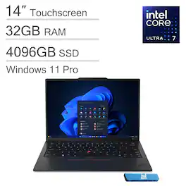 Lenovo - ThinkPad X1 Carbon Gen 12 14" FHD+ Touchscreen Laptop - Intel Core Ultra 7 with 32GB Memory - 4TB SSD - Windows 11 Pro - Black