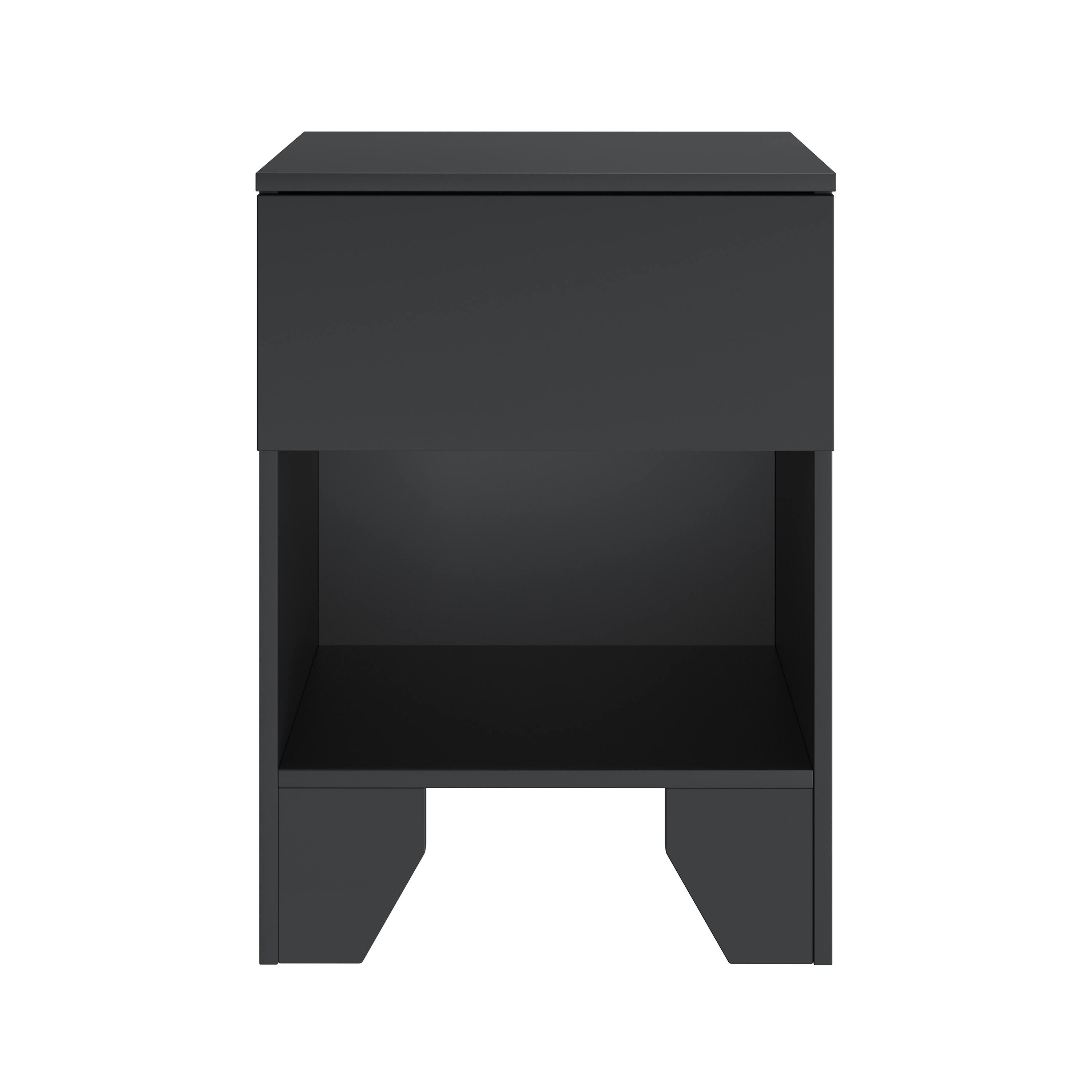 Front. Boyd Sleep - Anzio One Drawer Modern Nightstand - Black.