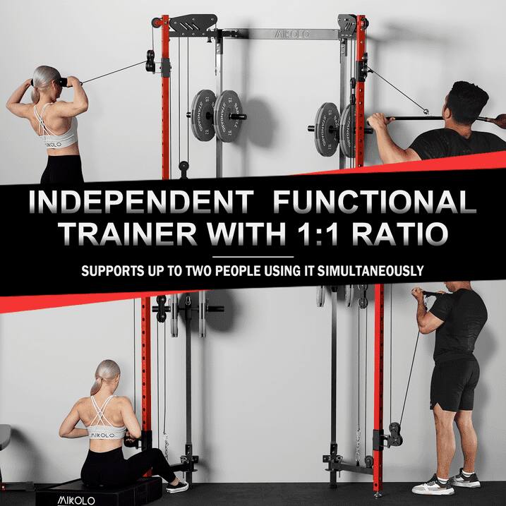 MIKOLO MIKOLO INDEPENDENT FUNCTIONAL TRAINER WITH 1:1 RATIO SUPPORTS UP TO TWO PEOPLE USING IT SIMULTANEOUSLY
