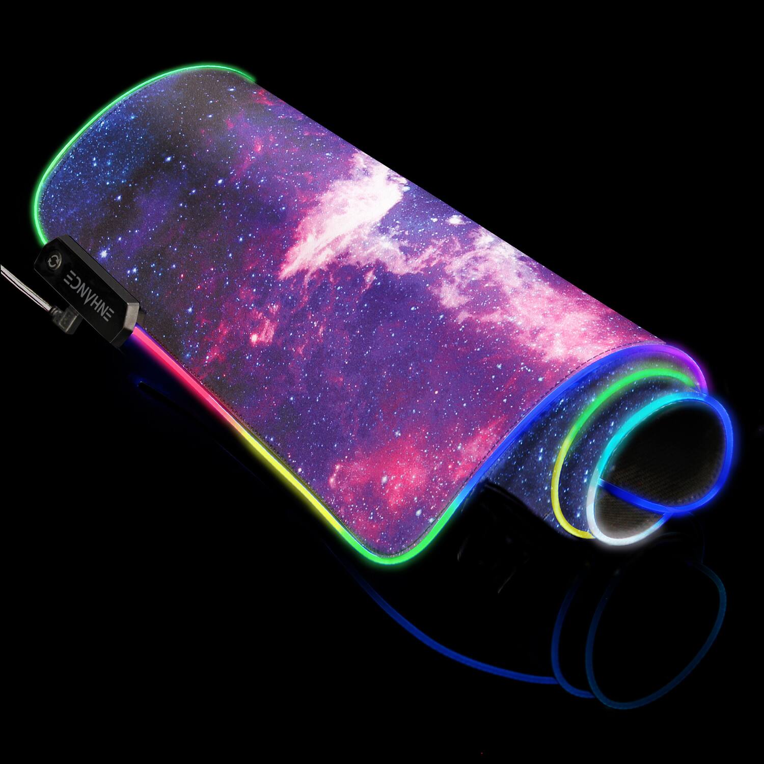 Alt View 5. ENHANCE - XXL LED Gaming Mouse Pad, 7 RGB Colors, 3 Lighting Modes - Galaxy.