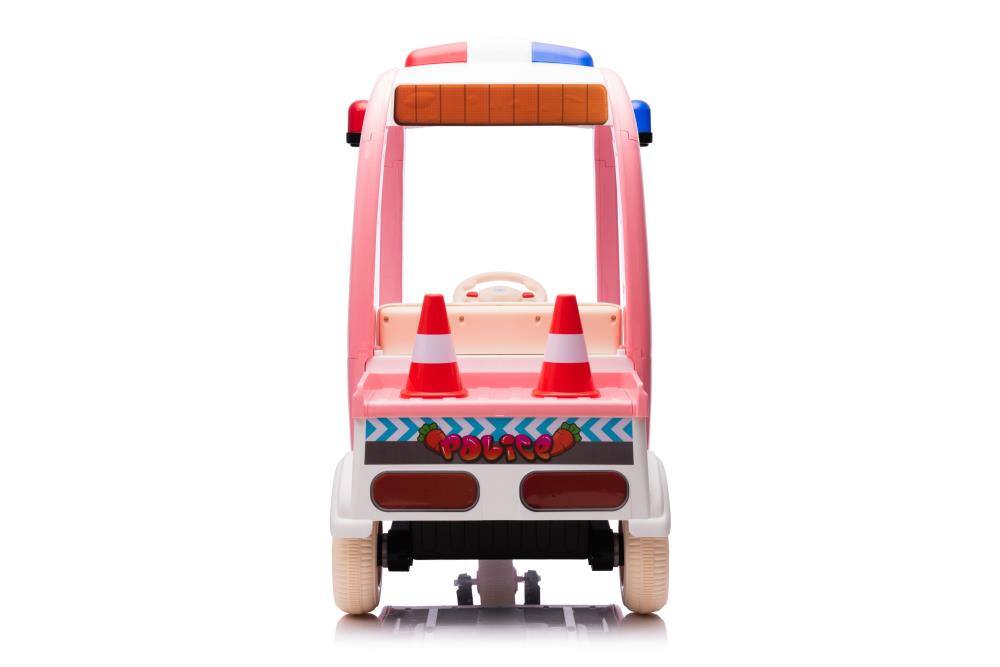 Alt View 1. BreeBe - 12V Electric 3-Wheel Kids Police Car, 2-Seater Ride On Toy with Lights, Music, Bluetooth, Walkie Talkie - Pink.