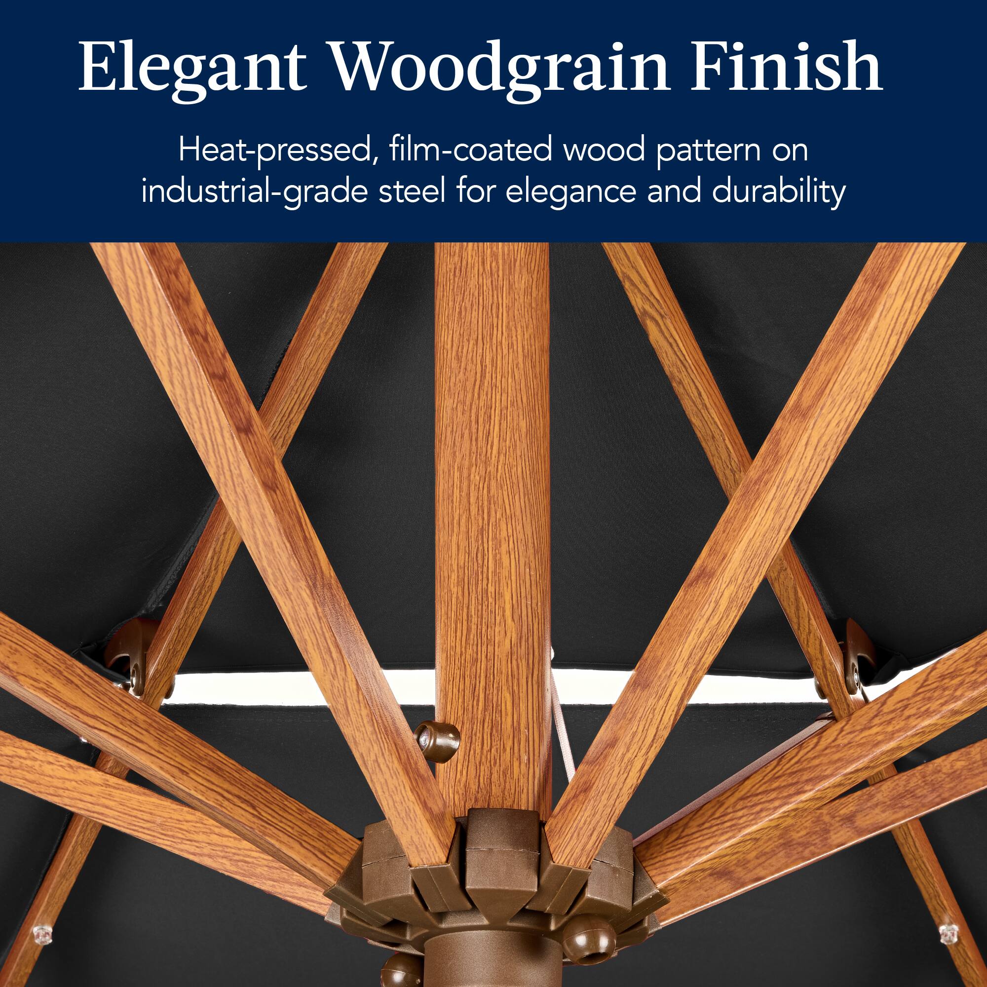 Elegant Woodgrain Finish

Heat-pressed, film-coated wood pattern on industrial-grade steel for elegance and durability.