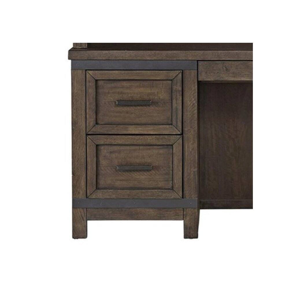 Left. Liberty Furniture Industries - Thornwood Hills Student Desk in Rock Beaten Brown w/ Saw Cuts - Brown.