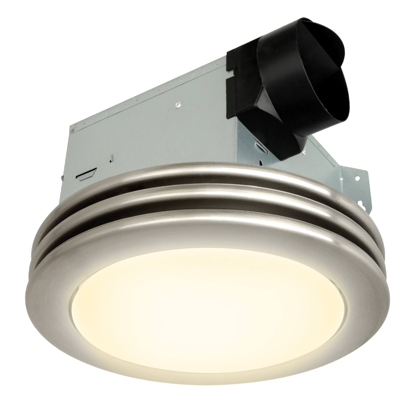 Back. Akicon - Decorative Brushed Nickel 80 CFM Ceiling Bathroom Exhaust Fan with LED Light - Brushed Nickel.