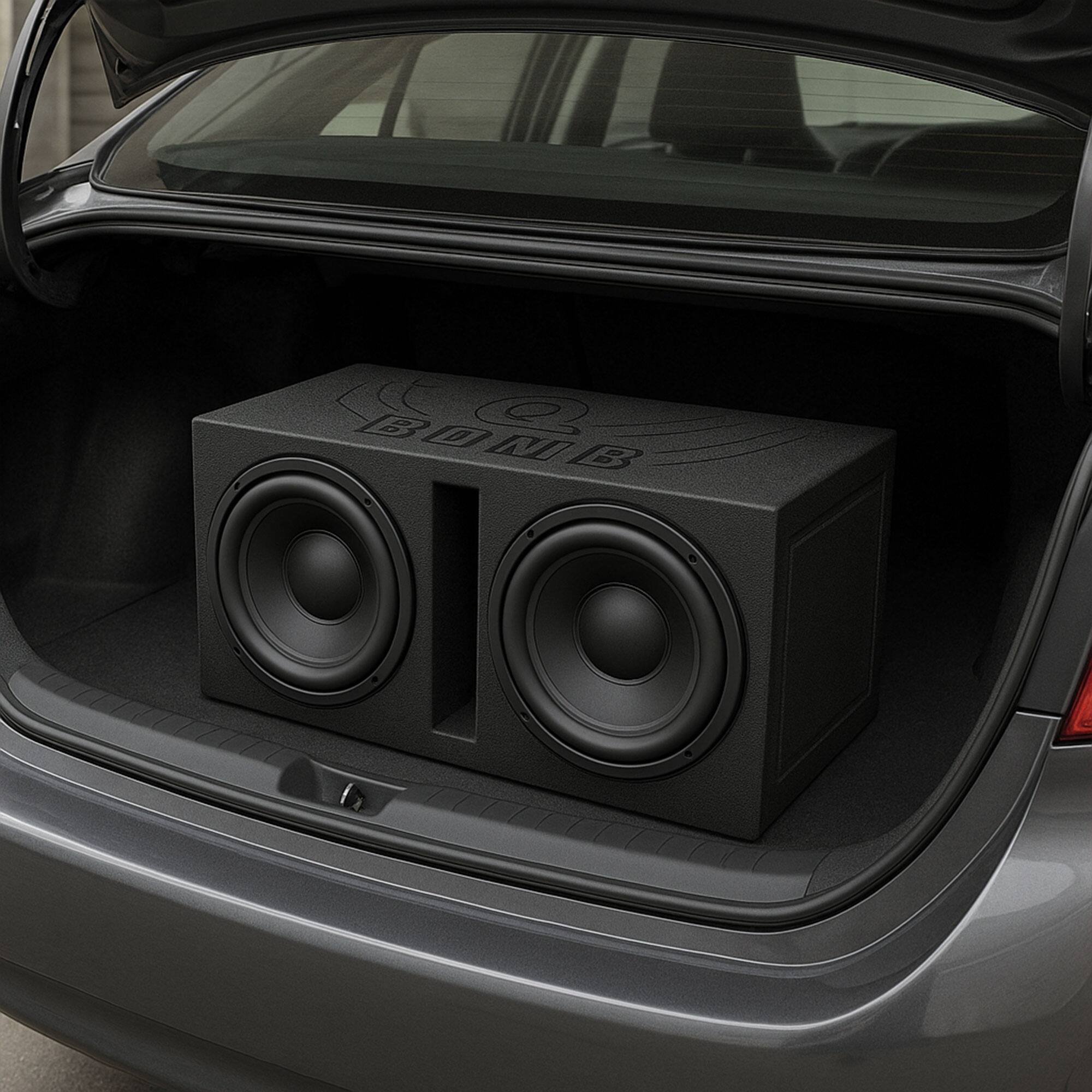 Alt View 2. QPower - Q Power QBOMB15V Dual 15" Vented Port Subwoofer Sub Box w/ Bedliner Spray - Black.