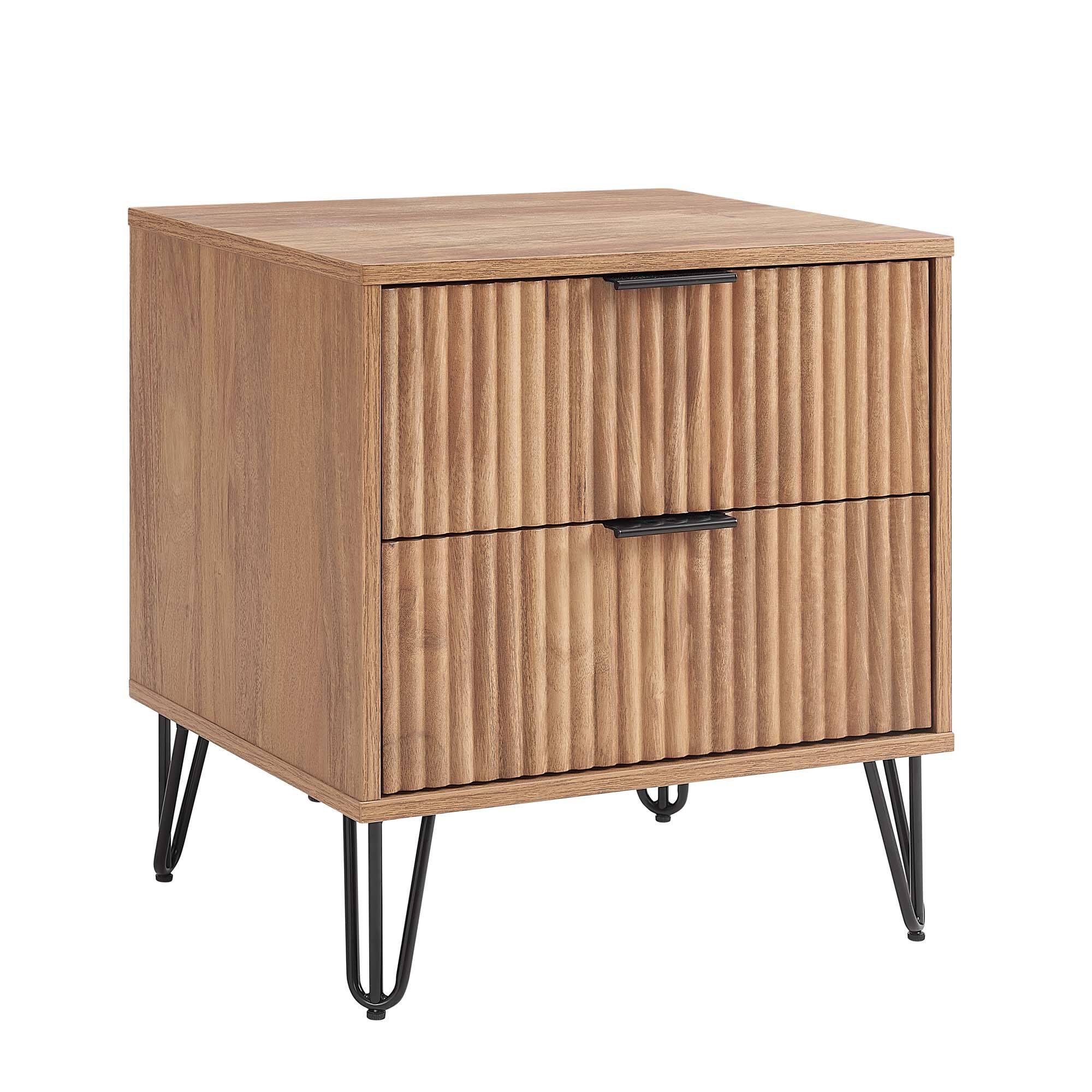 Alt View 5. Manhattan Comfort - Dumbo Modern 20" Fluted Nightstand - Golden Brown.