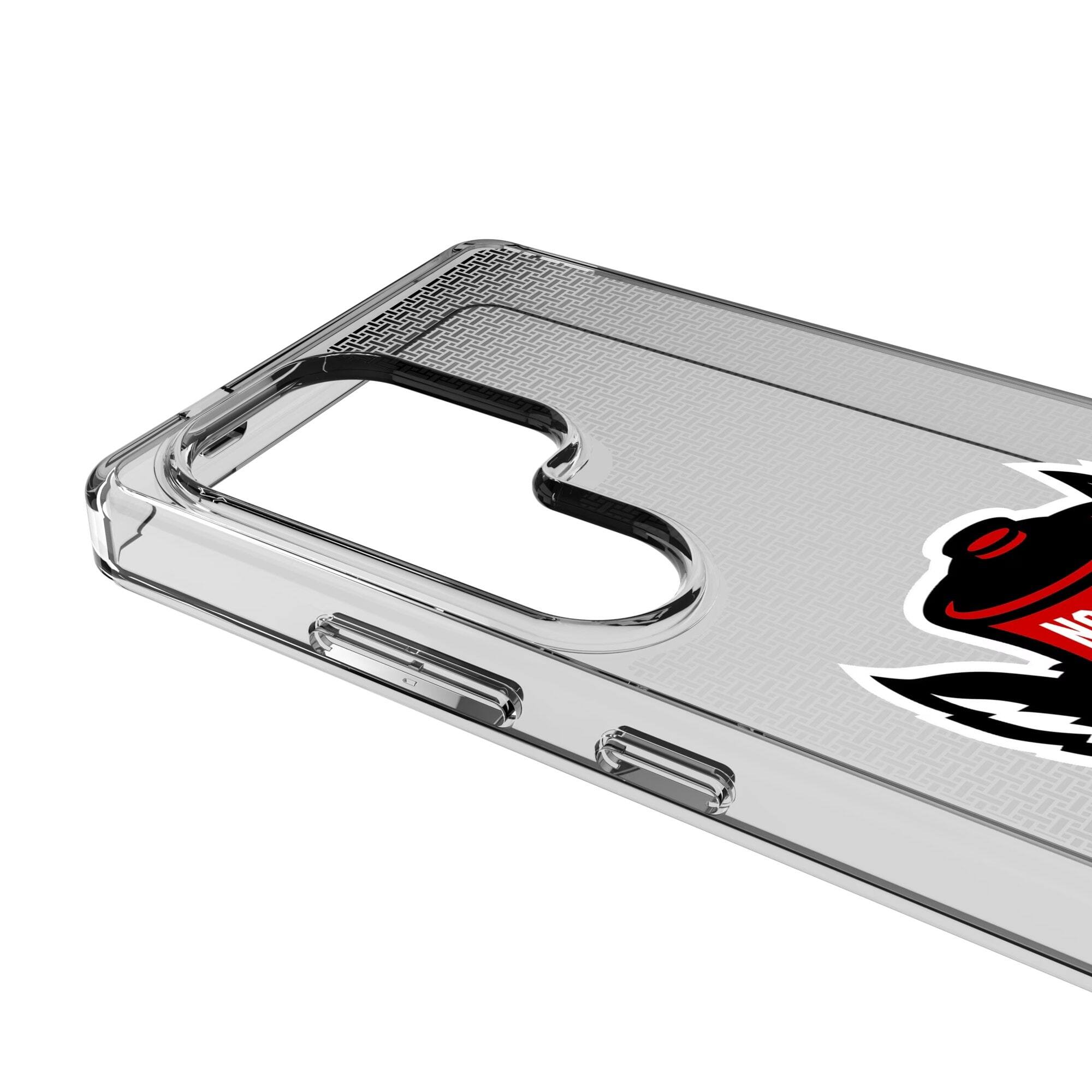 Alt View 2. Keyscaper - NC State Wolfpack Linen Logo Galaxy Clear Case - S24 - Multicolor.