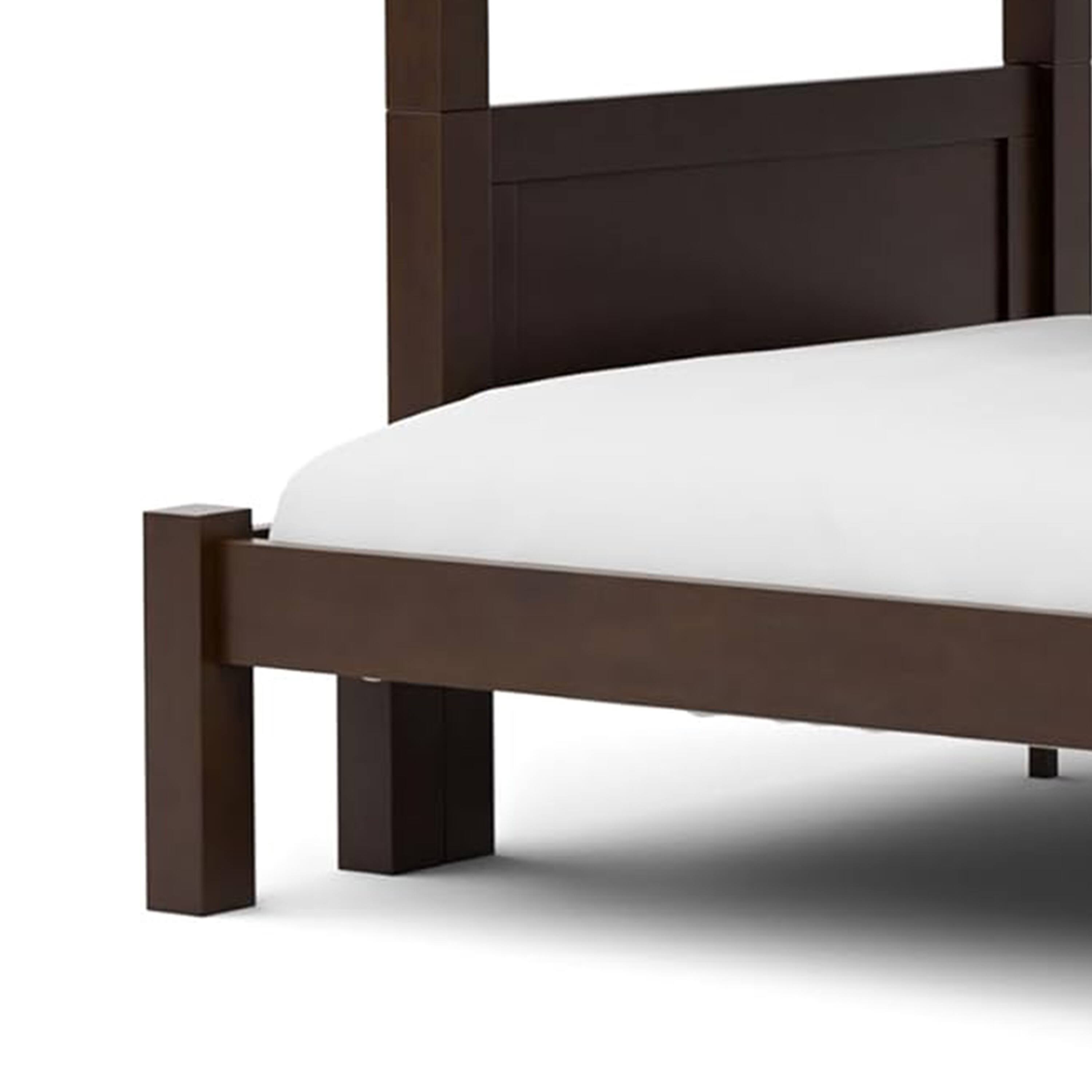Back. Manhattan Lane - Zedy Twin over Full Bunk Bed with Ladder and Guardrails - Walnut Brown.