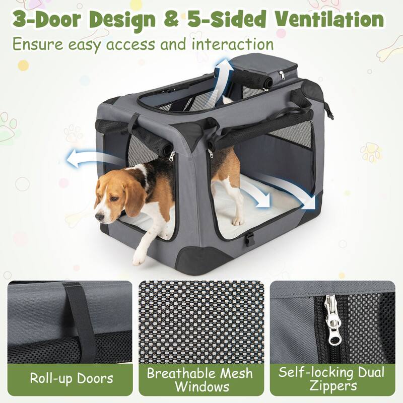 3-Door Design & 5-Sided Ventilation  
Ensure easy access and interaction  

Roll-up Doors  
Breathable Mesh Windows  
Self-locking Dual Zippers
