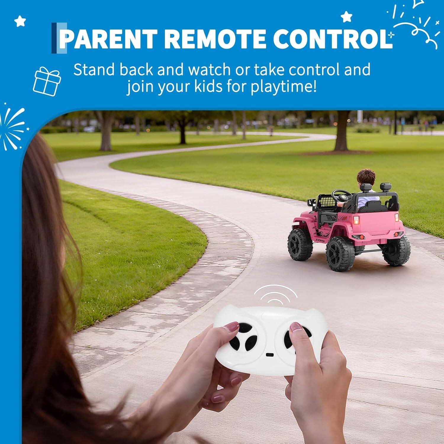GARVEE 12V Kids Electric Truck with Parent Remote Control, 3 Speed Ride ...