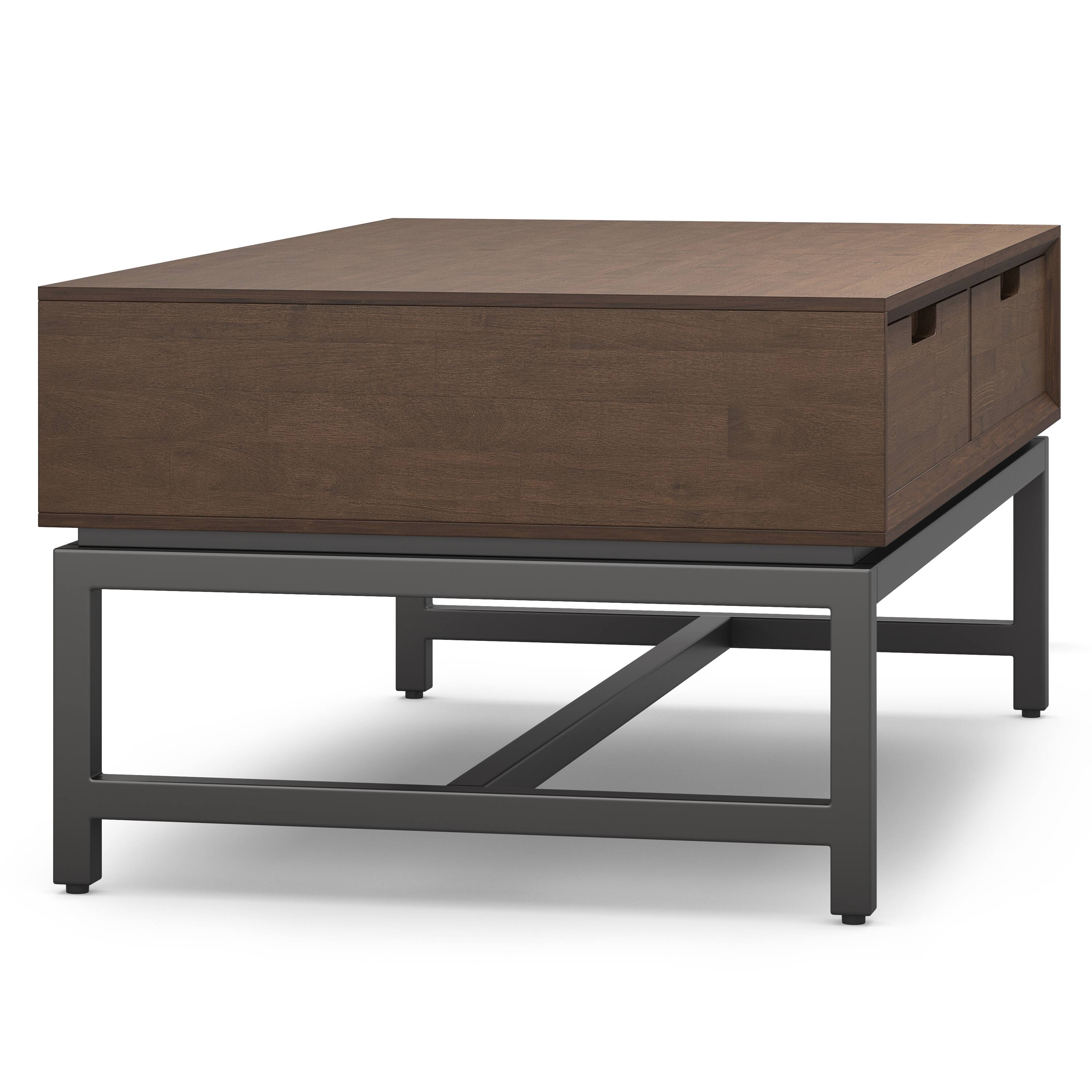 Alt View 8. Simpli Home - Banting SOLID HARDWOOD 48 inch Wide Rectangle Modern Industrial Lift Top Coffee Table in Walnut Brown - Walnut Brown.