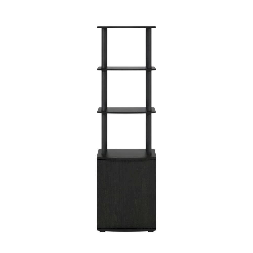 Alt View 3. FurniFact - Wooden TV Stand with 3-Tier Height and Storage Cabinet, Blackwood/Black - Black.