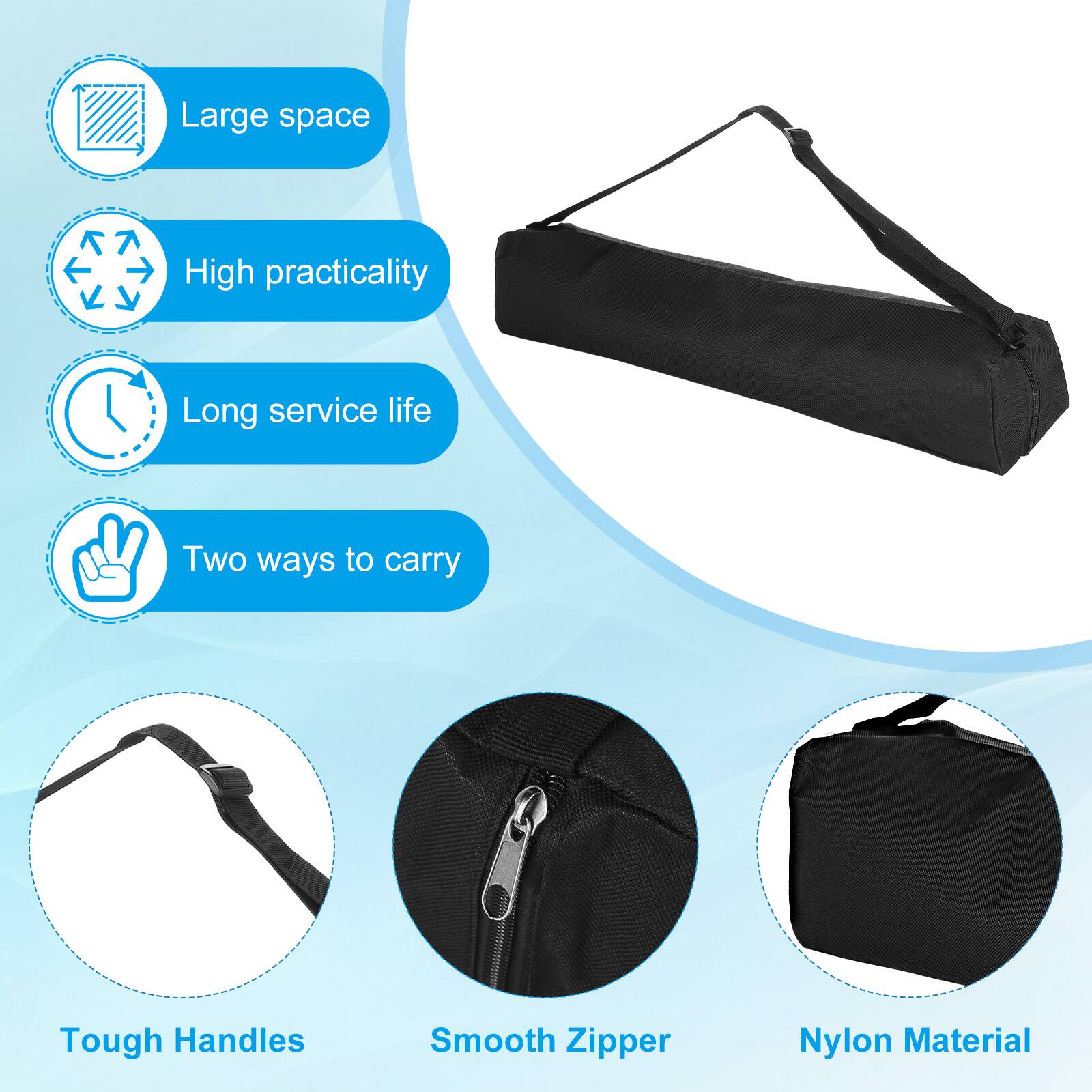 - Large space
- High practicality
- Long service life
- Two ways to carry
- Tough Handles
- Smooth Zipper
- Nylon Material