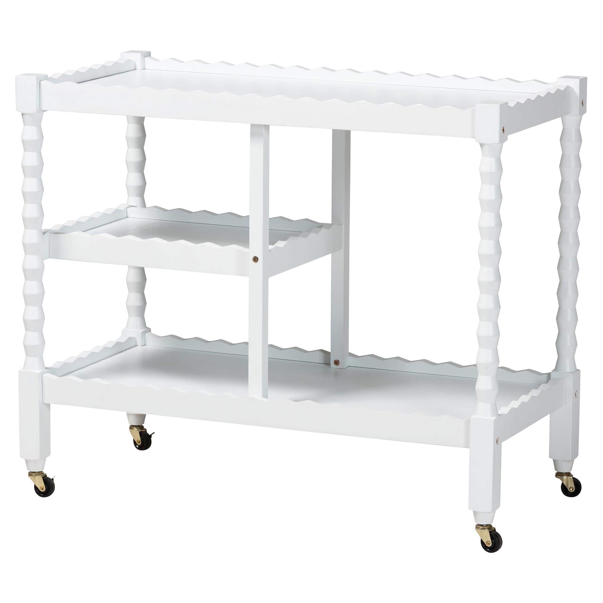 Baxton Studio - Seamus 3-Tier Book Cart with Bobbin Frame - White