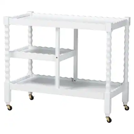 Front. Baxton Studio - Seamus 3-Tier Book Cart with Bobbin Frame - White.
