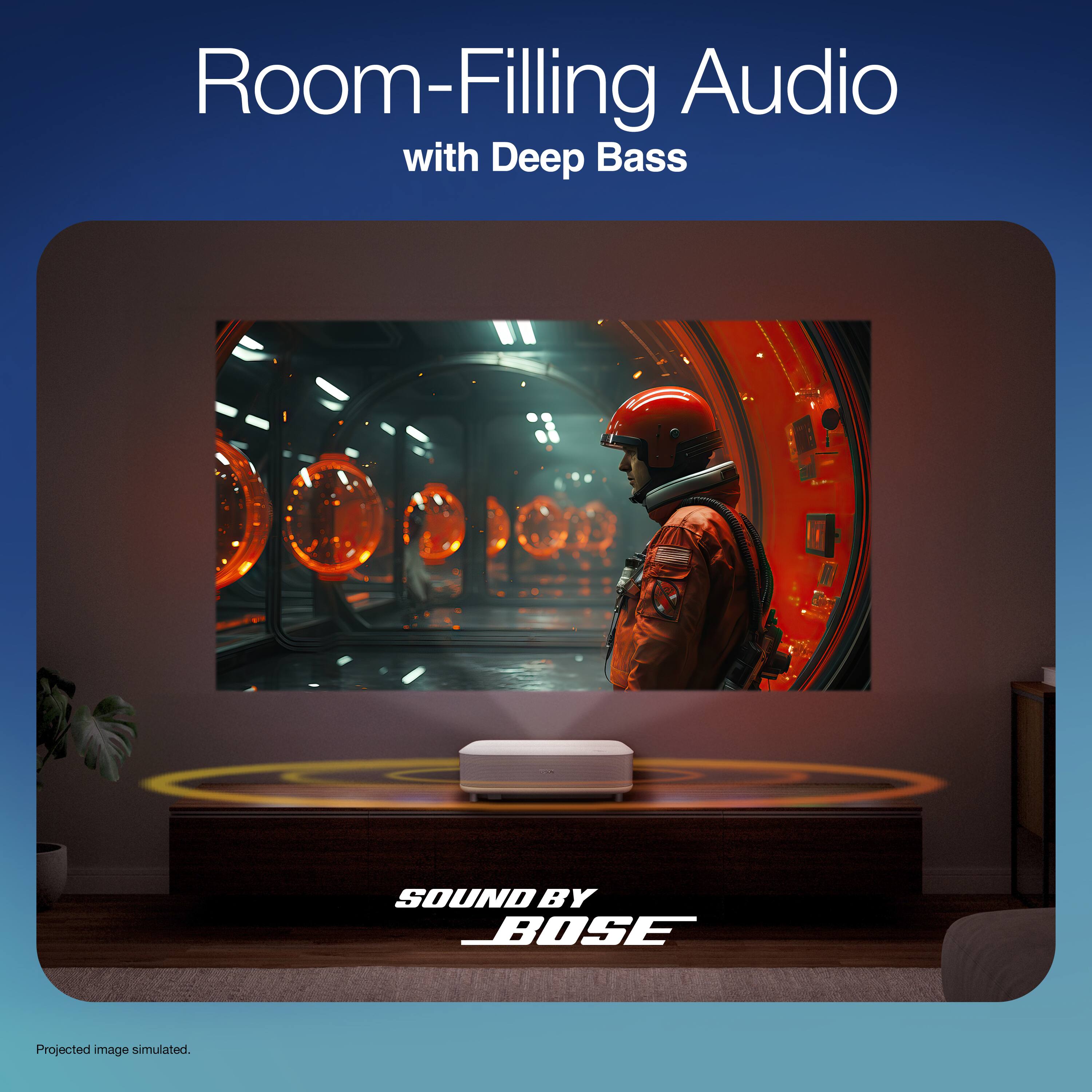 Room-Filling Audio  
with Deep Bass  

SOUND BY BOSE  

Projected image simulated.