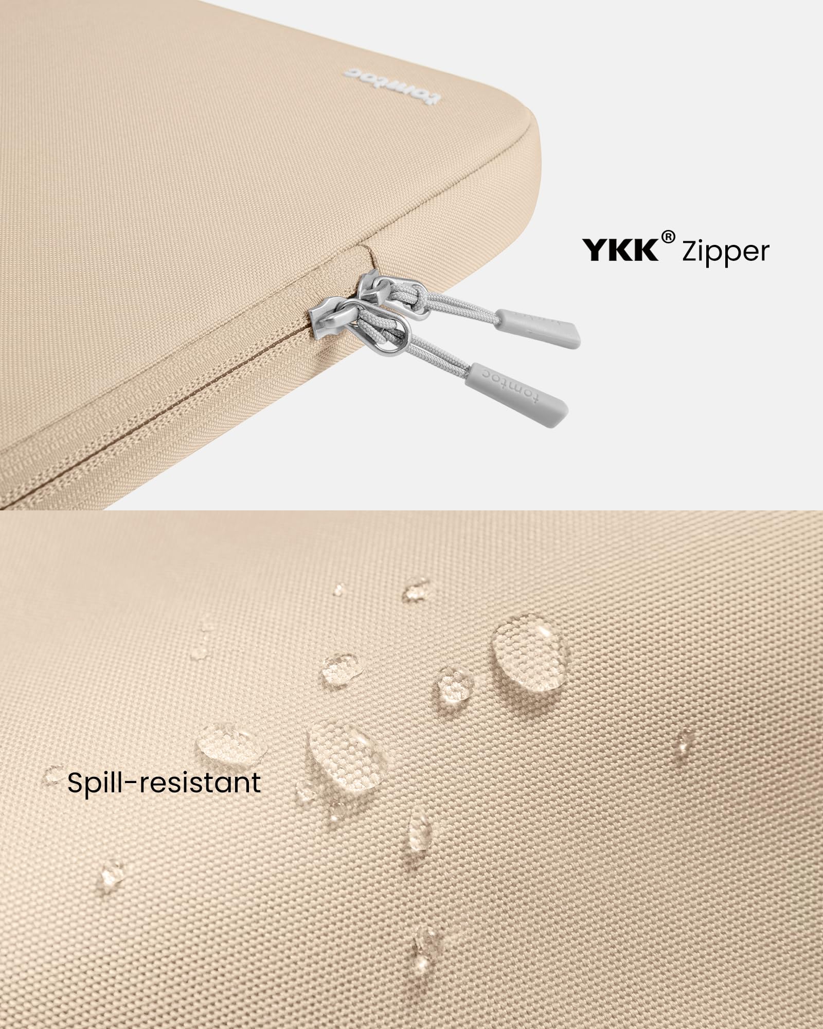 YKK® Zipper  
Spill-resistant