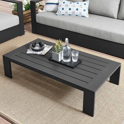 Front. Modway - Tahoe Outdoor Patio Powder-Coated Aluminum Coffee Table by Modway - Gray.