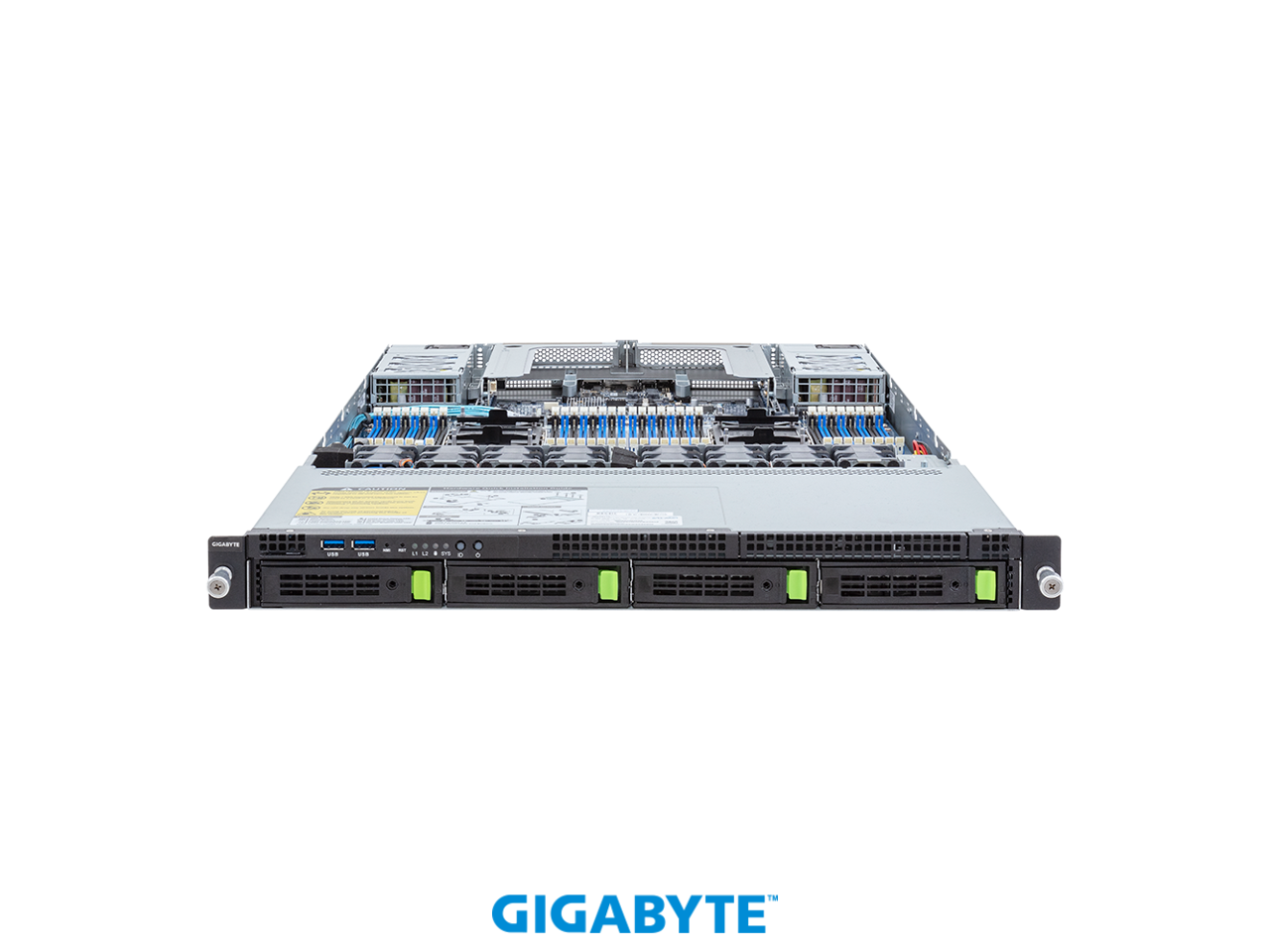 Alt View 1. GIGABYTE - GIGABYTE R183-S95-AAV1 Rack Server - 5th/4th Gen Intel® Xeon® Scalable - 1U DP 4-Bay Gen5 NVMe/SATA/SAS-4 Titanium.
