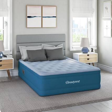 Front. Beautyrest - Beautyrest Comfort Plus 17" Inflatable Air Mattress with Built-In Pump, Full - GRAY/BLUE.
