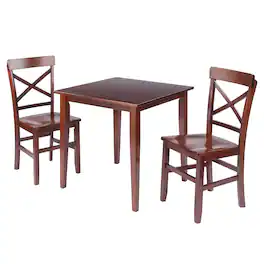 Winsome Wood - Groveland 3-Pc Set Dining Table with X-Back Chairs - Walnut