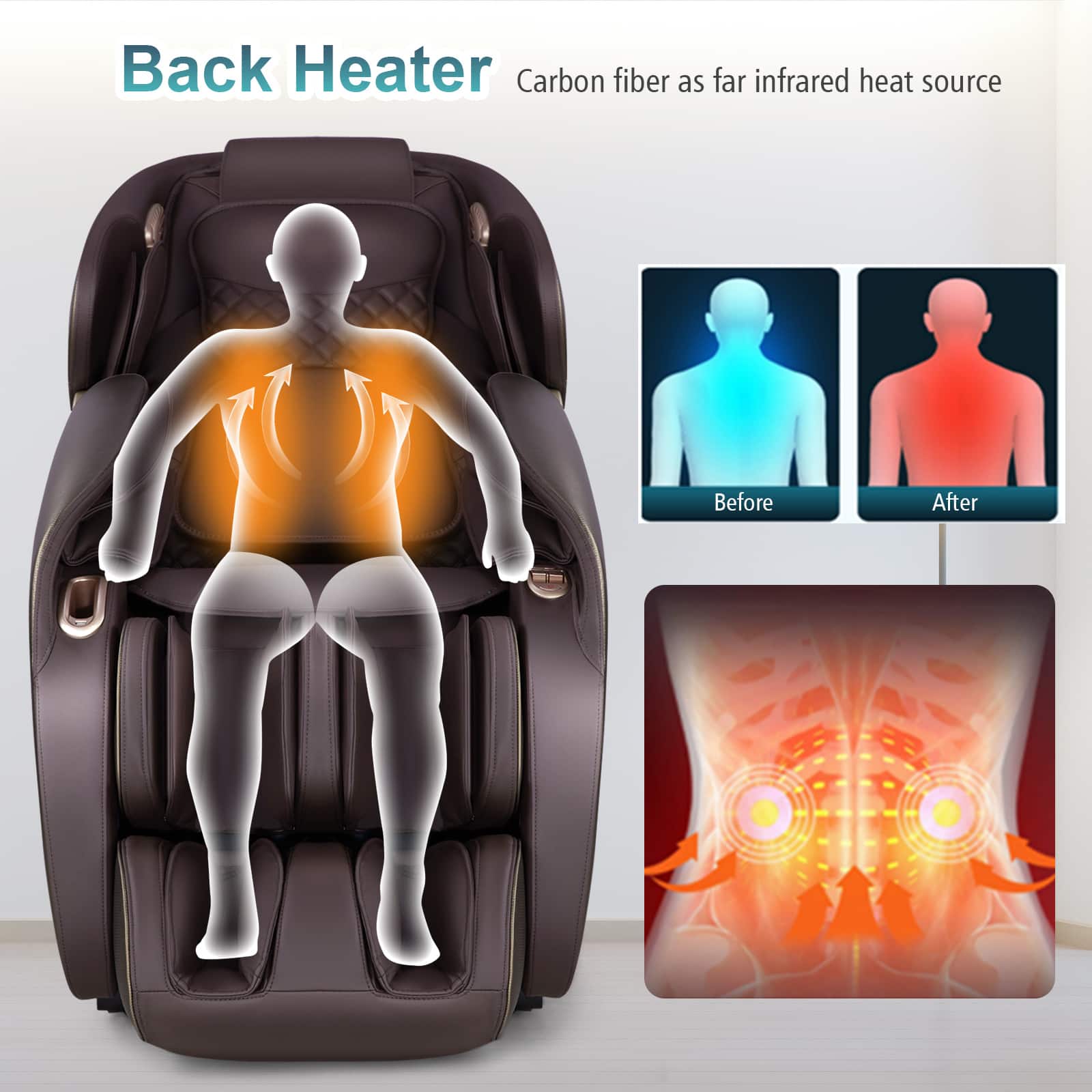 Relaxe Zero Gravity Shiatsu Massage Chair With Cushion (SL Track