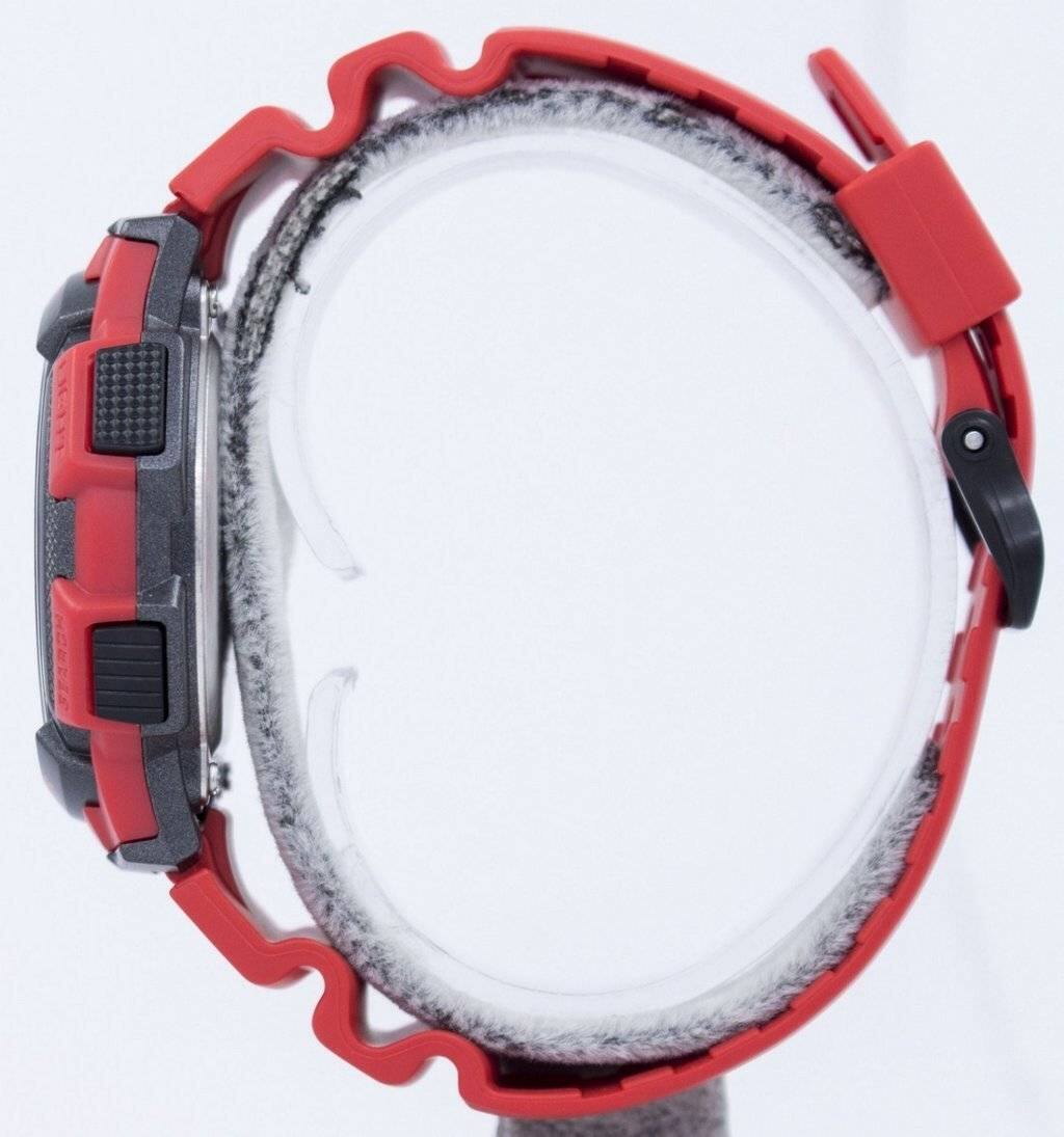 Left. Casio - Illuminator World Time Alarm World Map Stopwatch Timer AE-1000W-4AV Mens Watch 100M - Red.