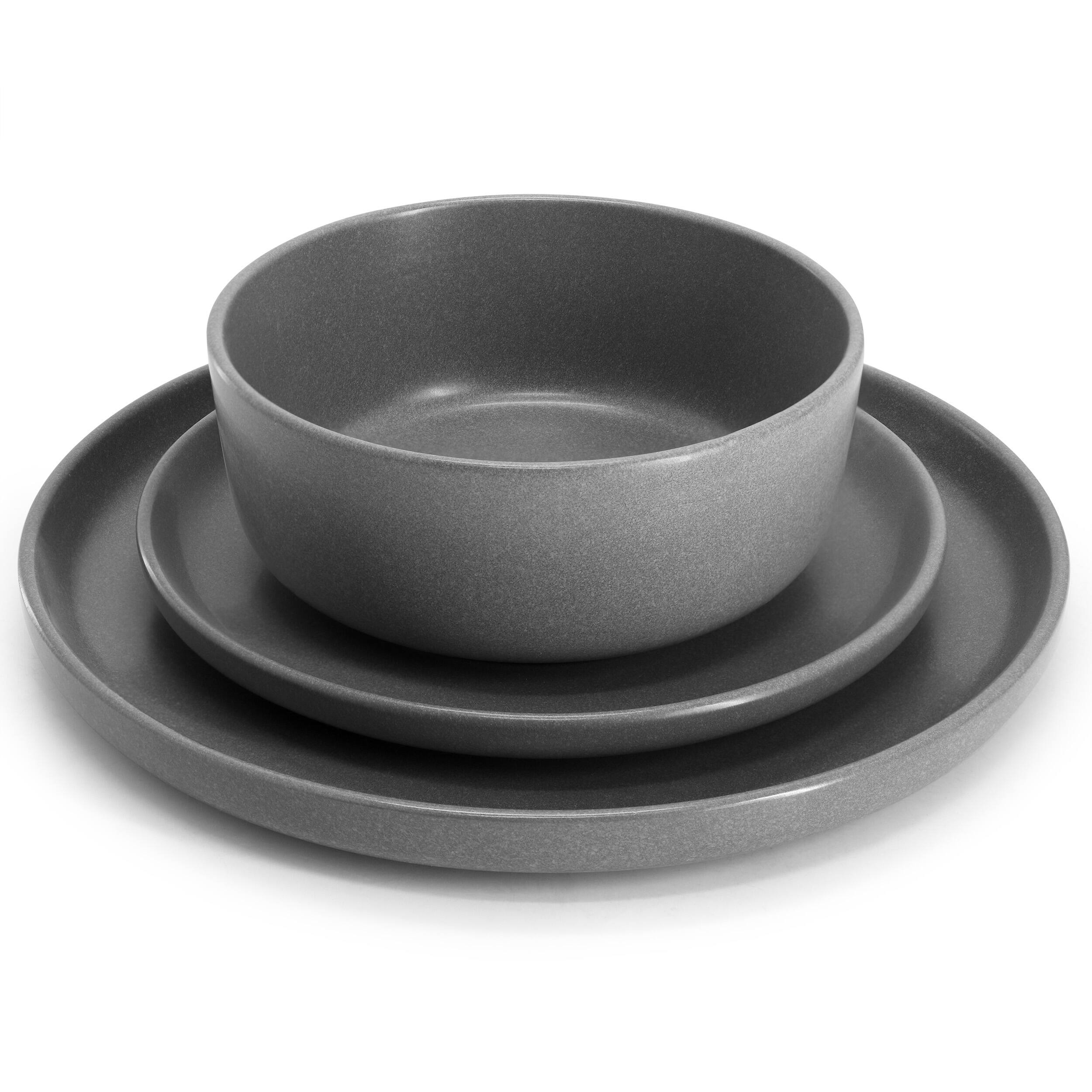 Alt View 1. Gibson - Gibson Soho Lounge Bryant Park 12 Piece Reactive Stoneware Dinnerware Set in Gray - Gray.