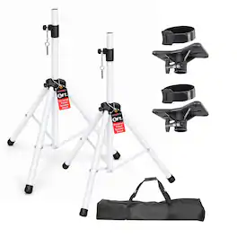 5 CORE - Speaker Stand Pair Adjustable Heavy Duty PA DJ Tripod Studio Monitor Stands w 35mm Insert - White