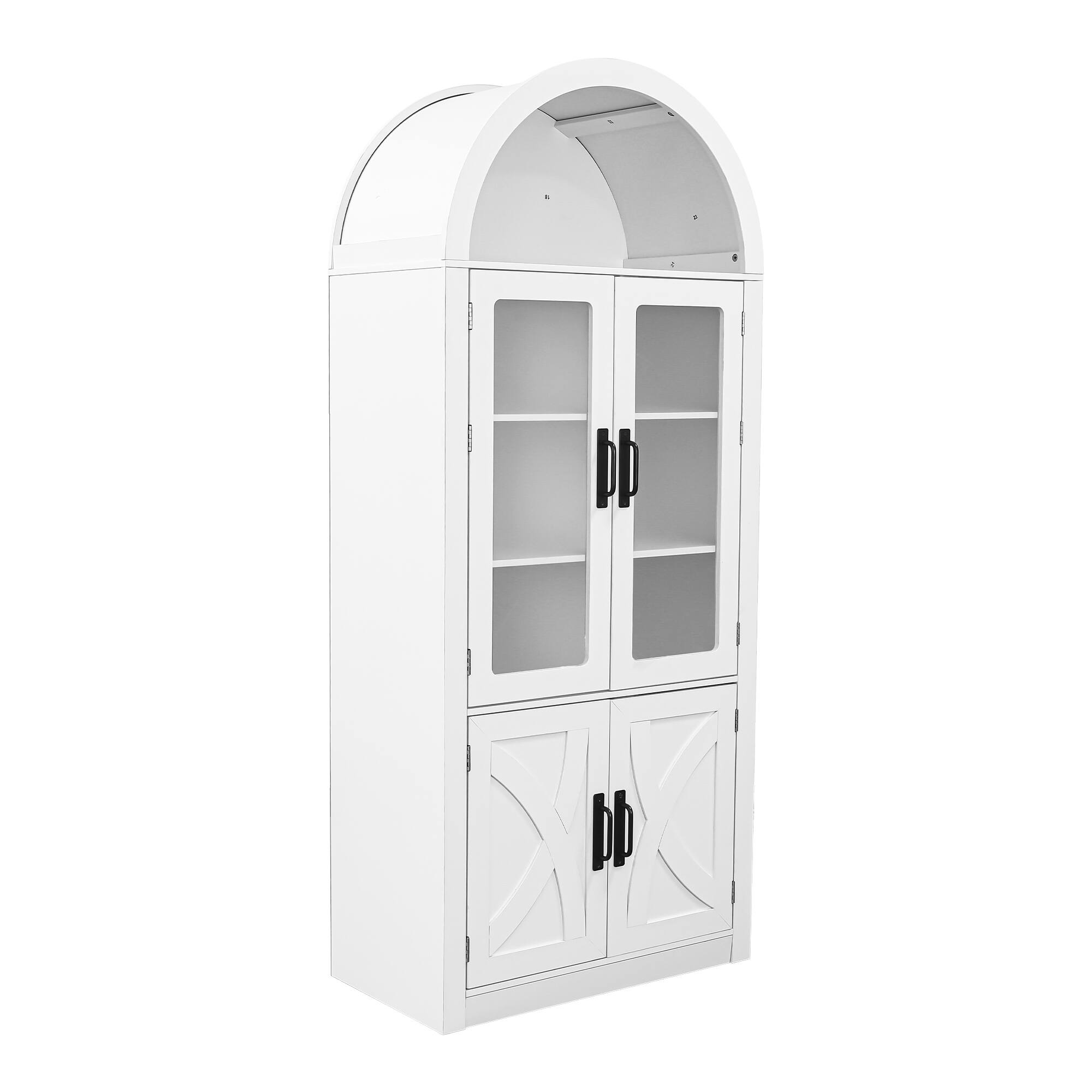 Alt View 1. Ihomeadore - 69.7 Inch Modern Wood Arched Display Cabinet with 4 Doors and 3 Adjustable Shelves - White.
