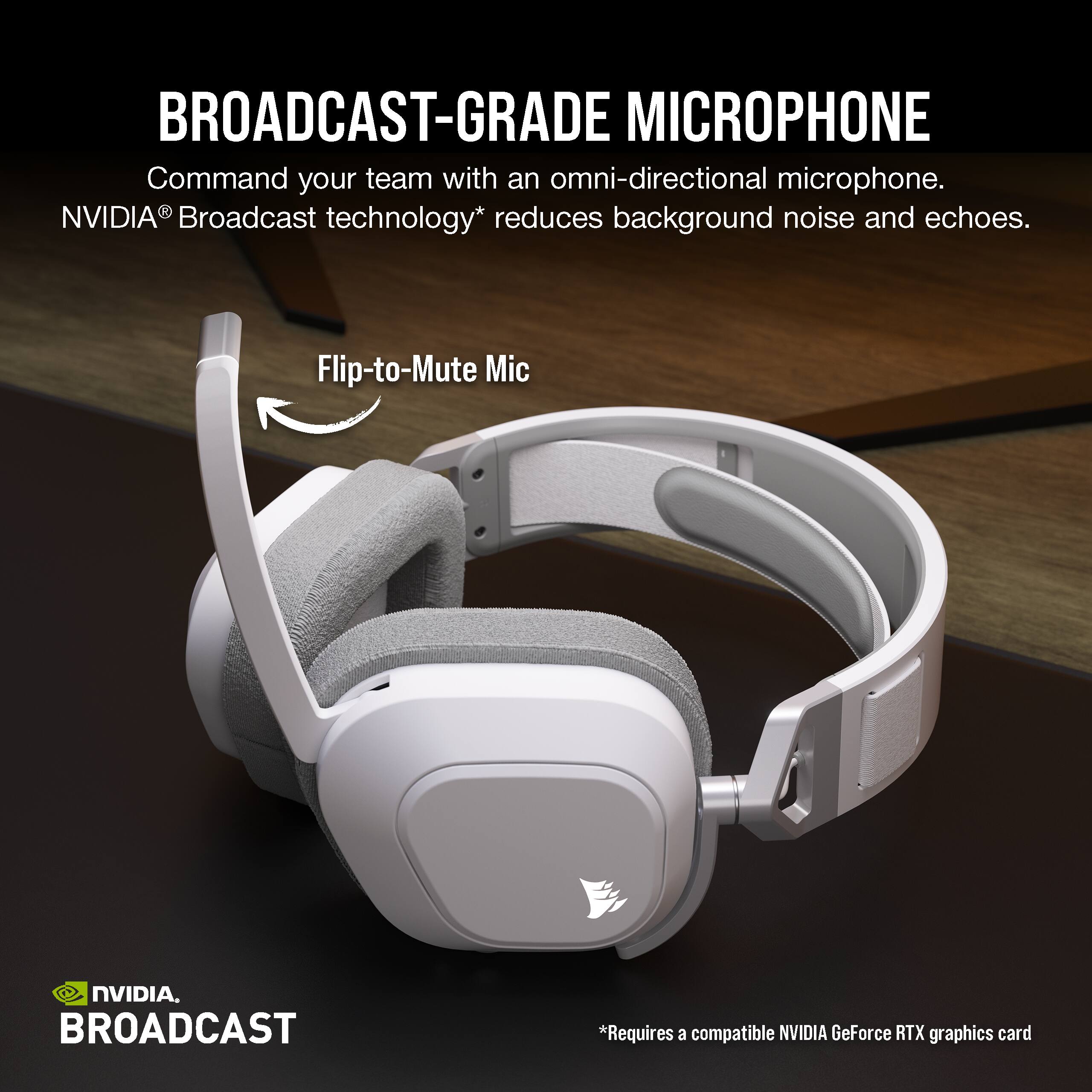 BROADCAST-GRADE MICROPHONE

Command your team with an omni-directional microphone. NVIDIA® Broadcast technology* reduces background noise and echoes.

Flip-to-Mute Mic

NVIDIA, BROADCAST

*Requires a compatible NVIDIA GeForce RTX graphics card