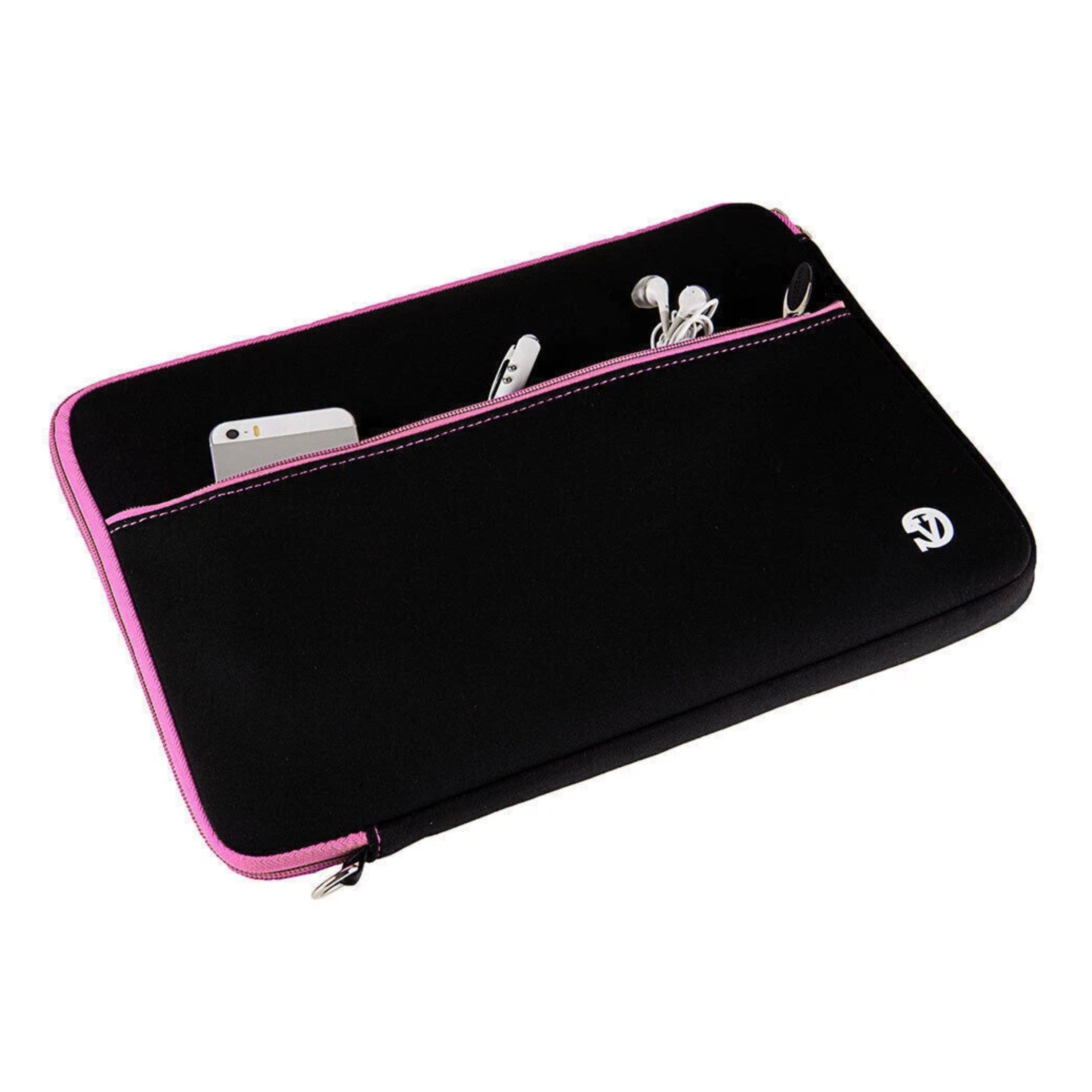 Back. Kitcheniva - Neoprene Tablet Sleeve Case Bag For 12" Tablet - Black/Baby Pink.