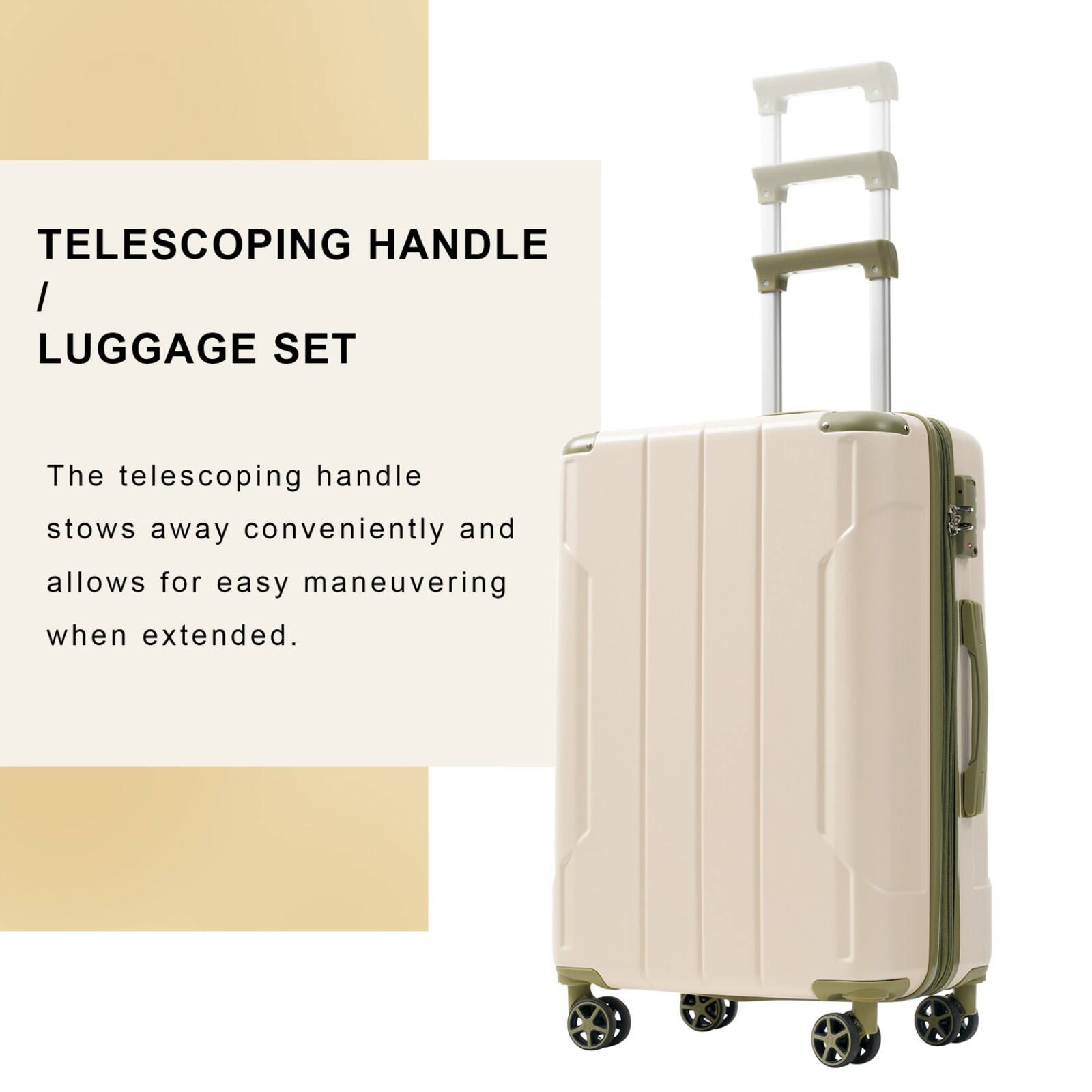 TELESCOPING HANDLE / LUGGAGE SET

The telescoping handle stows away conveniently and allows for easy maneuvering when extended.