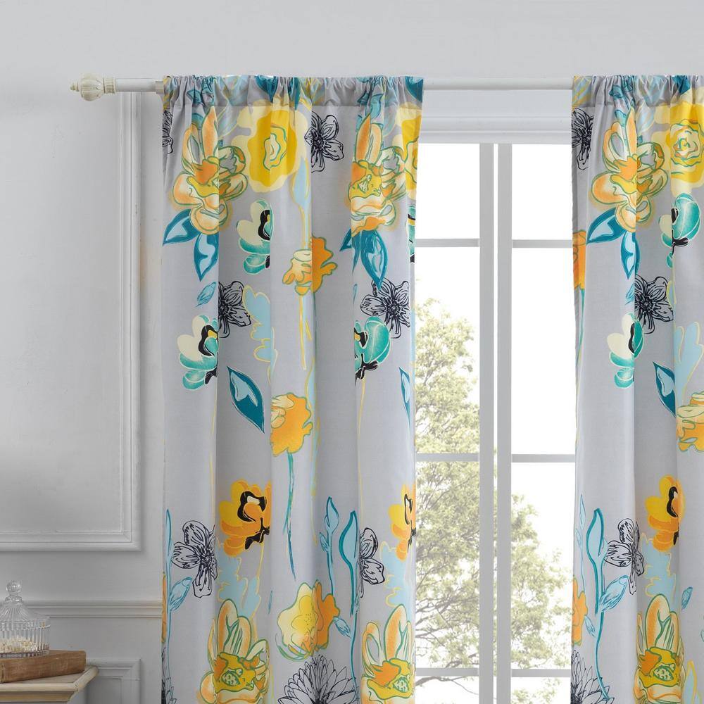 Left. Greenland Home Fashions - Greenland Home Fashion Watercolor Dream Curtains - Gray 42x84" - Gray.