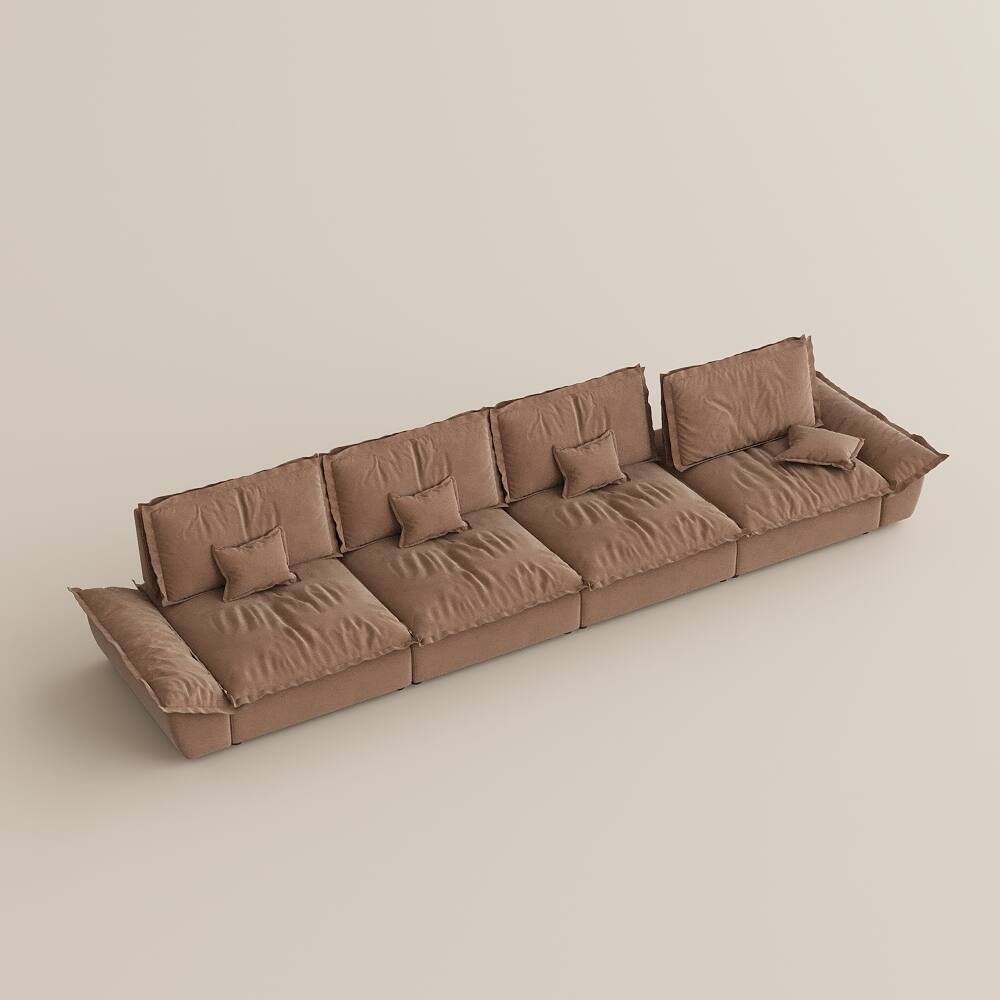 Alt View 10. POVISON - 182.67" Modern Deep Sofa with Adjustable Backrest - Brown Suede Fabric.