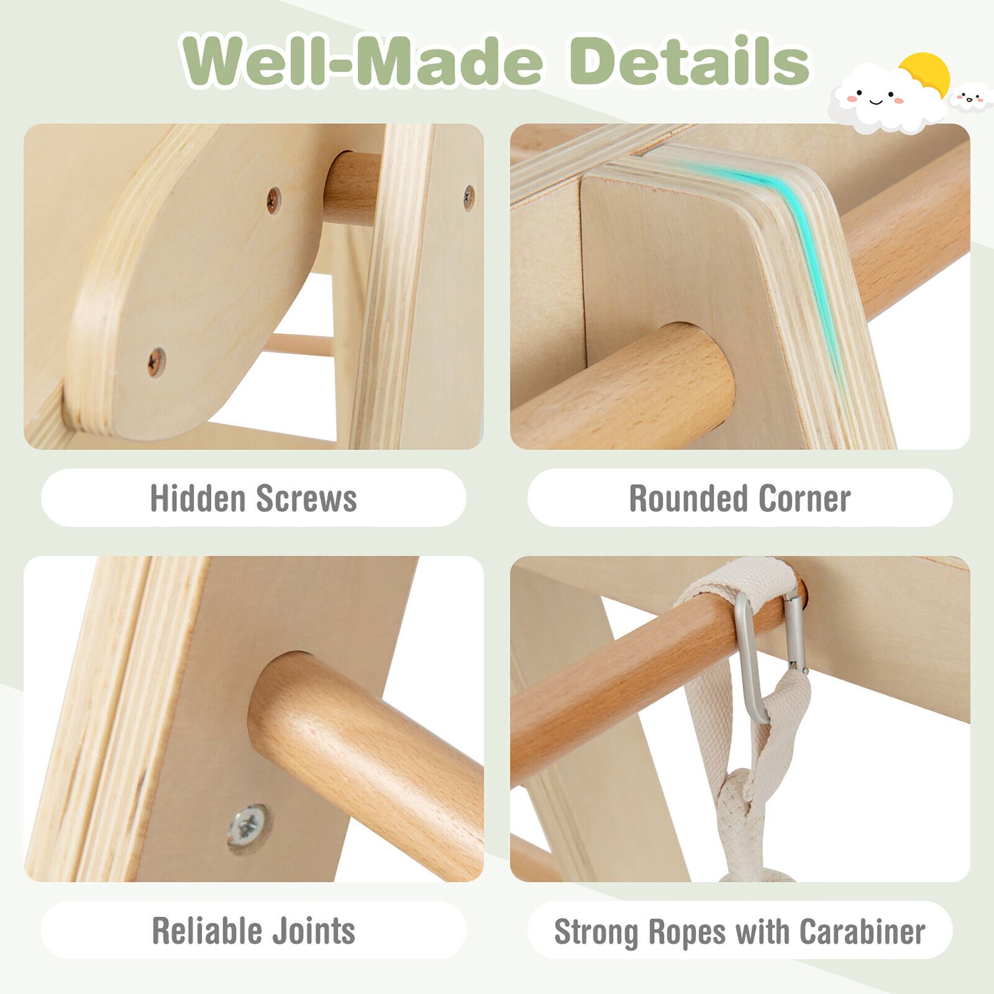 Well-Made Details

- Hidden Screws
- Rounded Corner
- Reliable Joints
- Strong Ropes with Carabiner